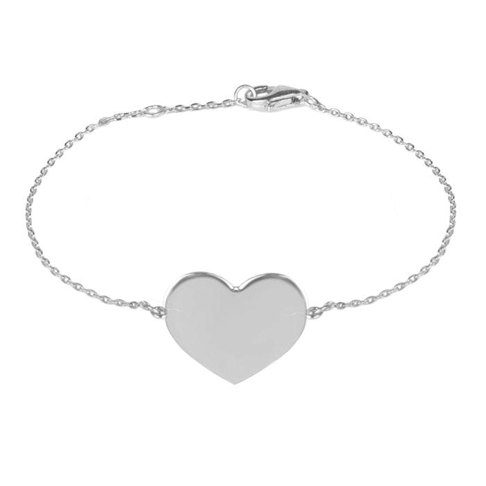 925er Silberarmband mit Rhodium-Finish - Herz