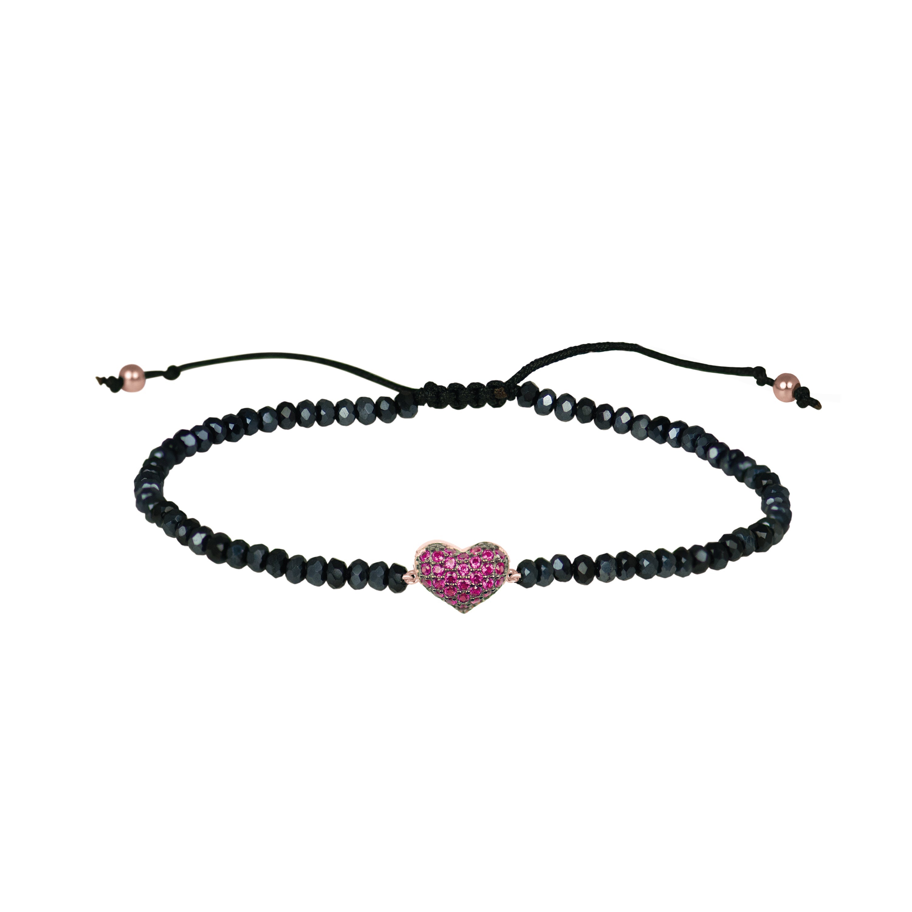Pulsera de Plata de Ley 925 con Circonita Rubí acabada en oro rosa 18K - Amor