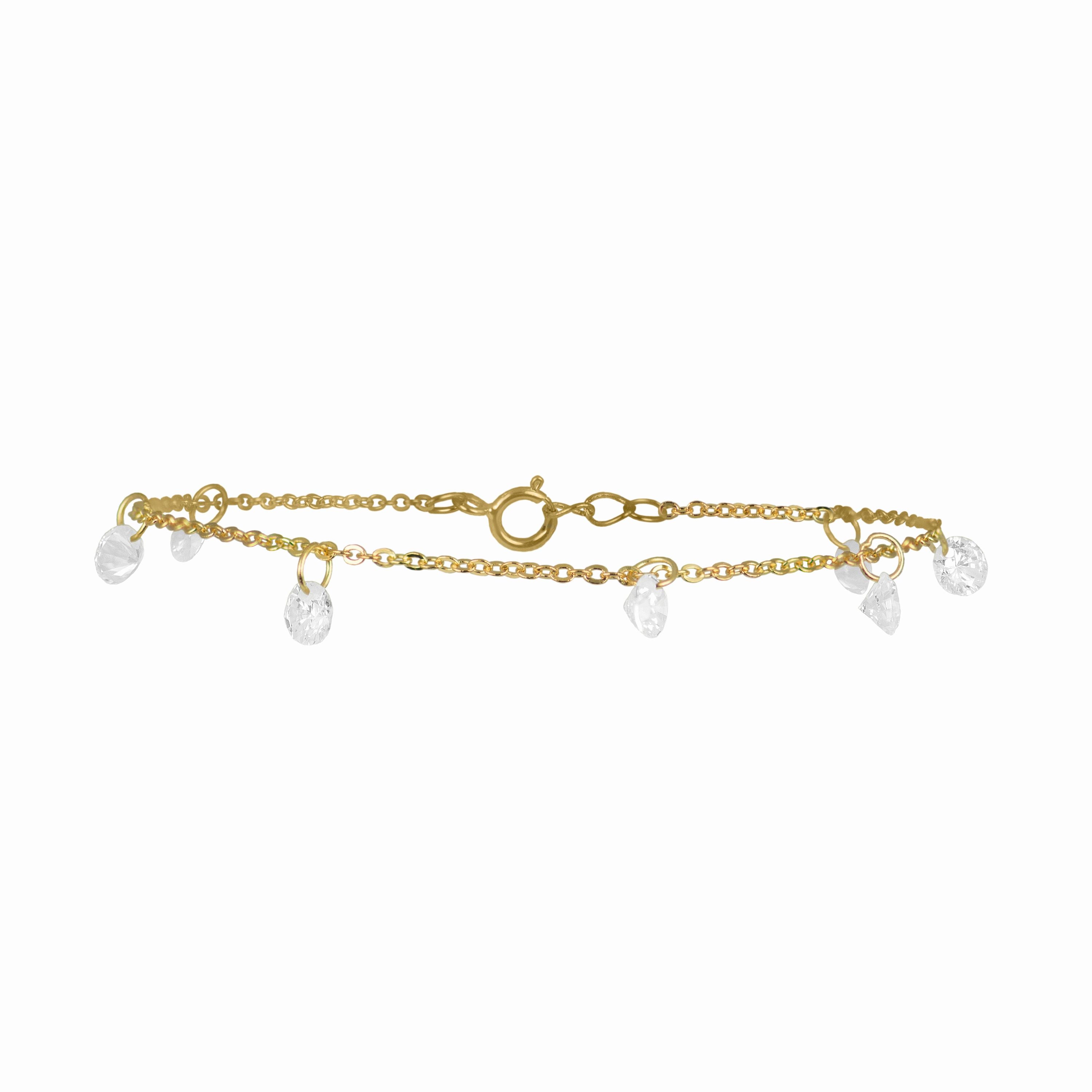 Pulsera de Plata de Ley 925 con Circonita Brillante acabada en oro amarillo 18K - Seduccion