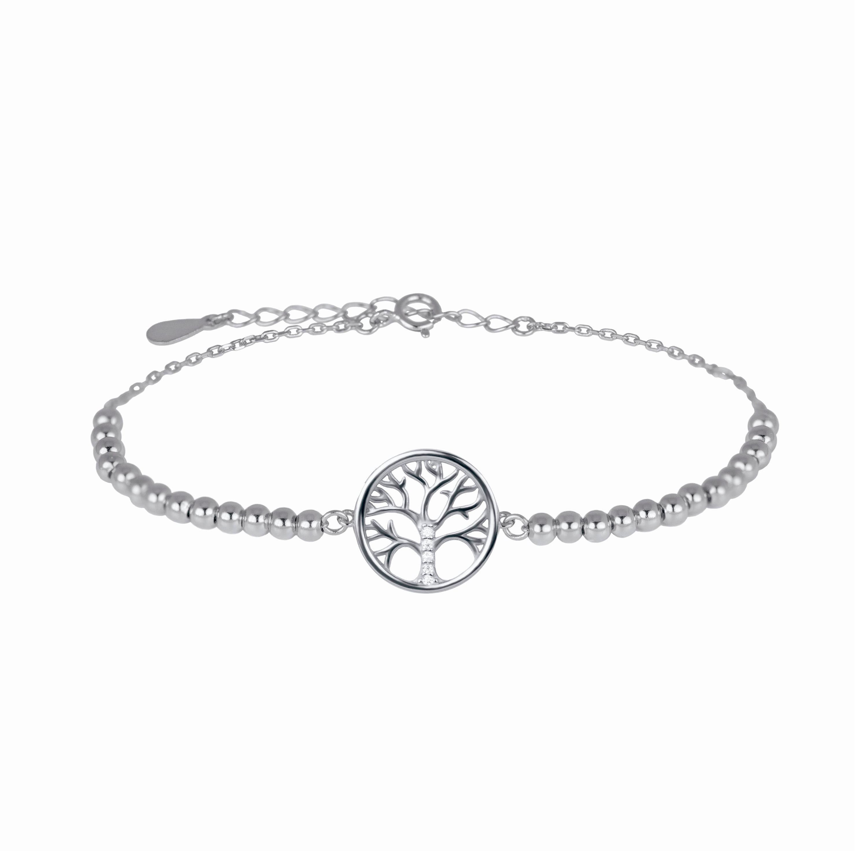 Pulsera de Plata de Ley 925 con Circonita Brillante acabada en rodio - Arbol Vida
