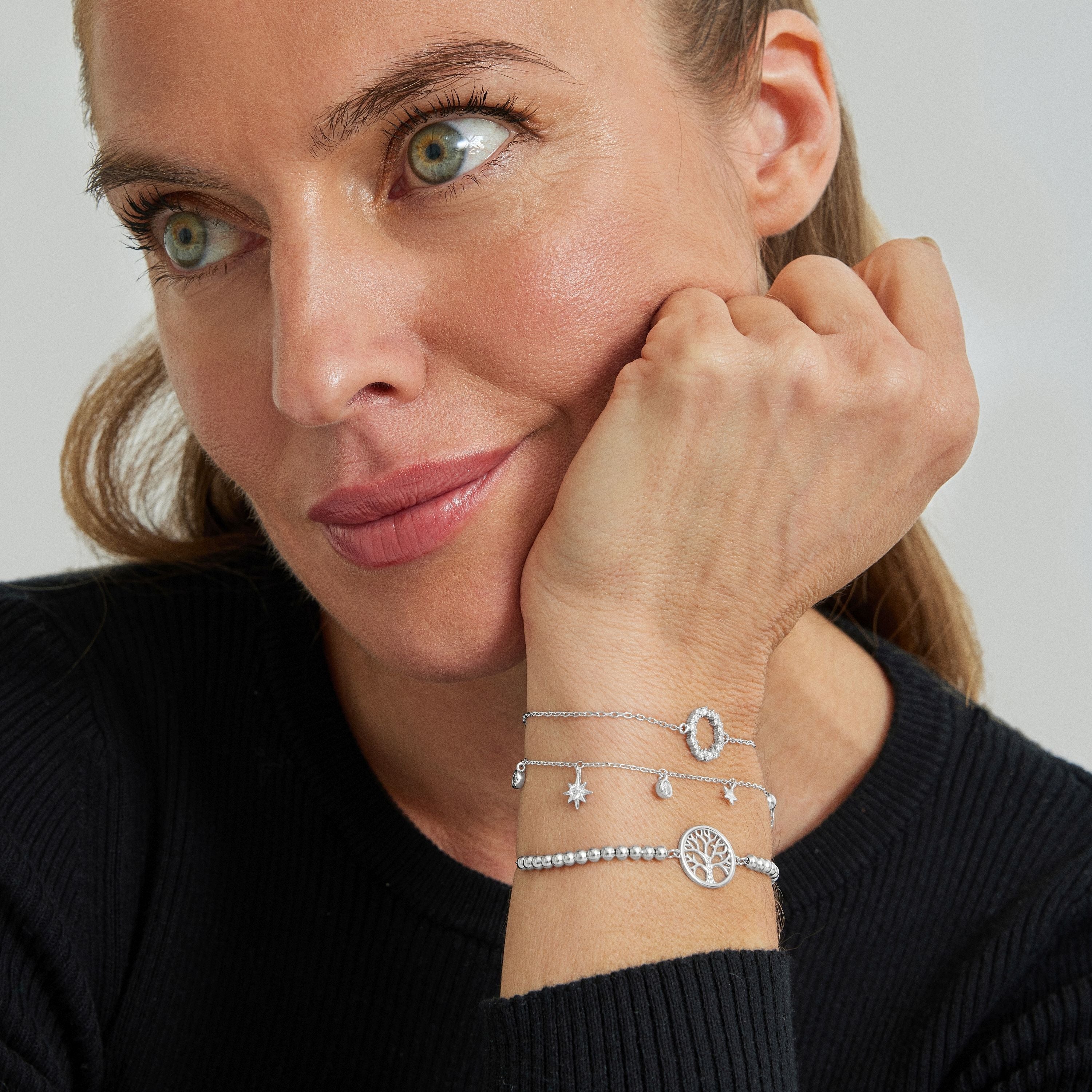 Pulsera de Plata de Ley 925 con Circonita Brillante acabada en rodio - Thilak