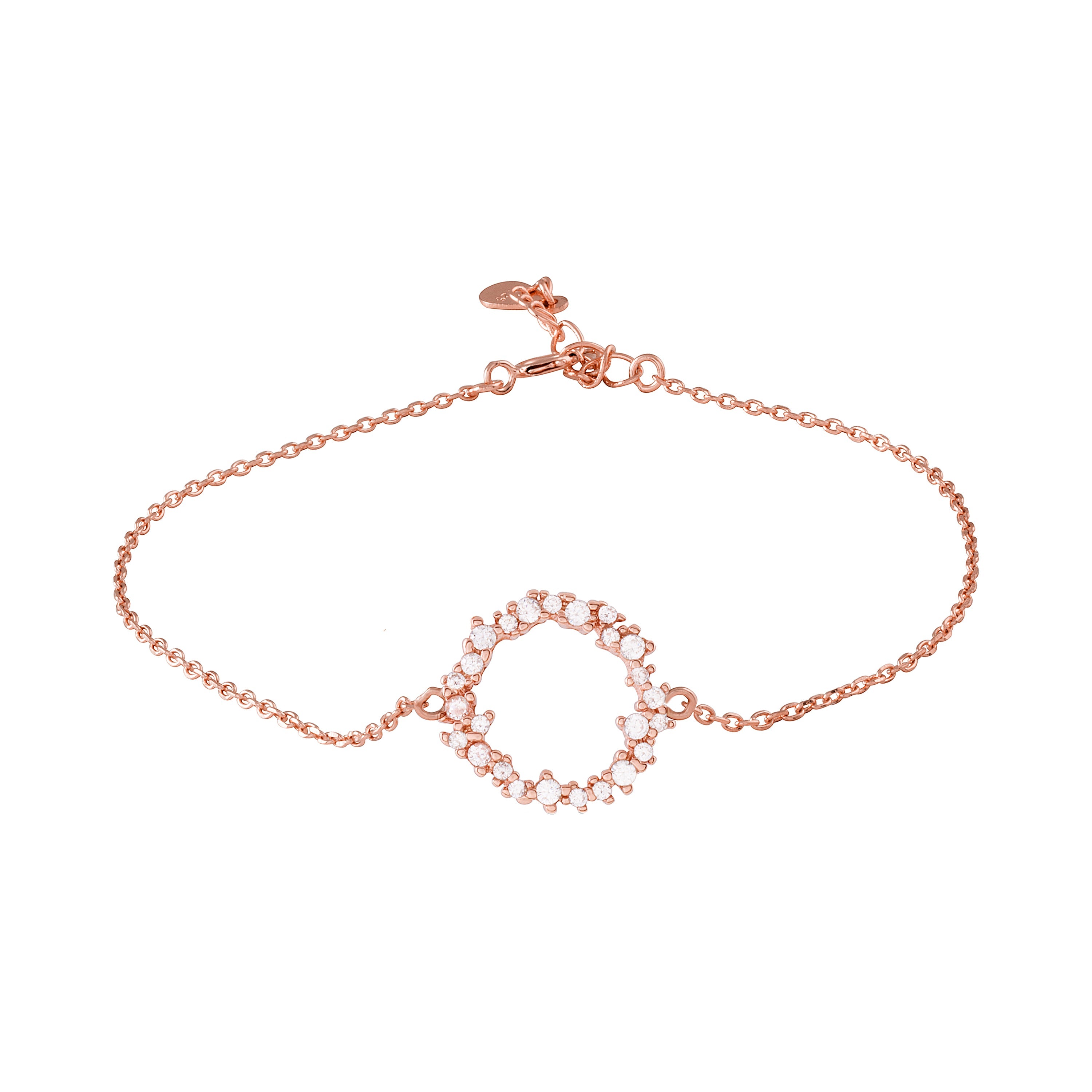 Pulsera de Plata de Ley 925 con Circonita Brillante acabada en oro rosa 18K - Thilak