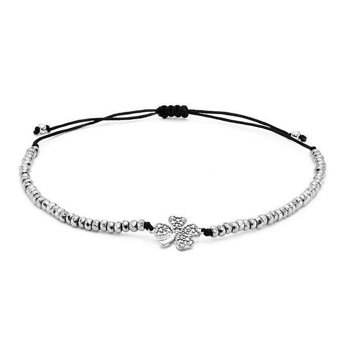 Pulsera de Plata de Ley 925 con Circonita Brillante acabada en rodio - Trebol