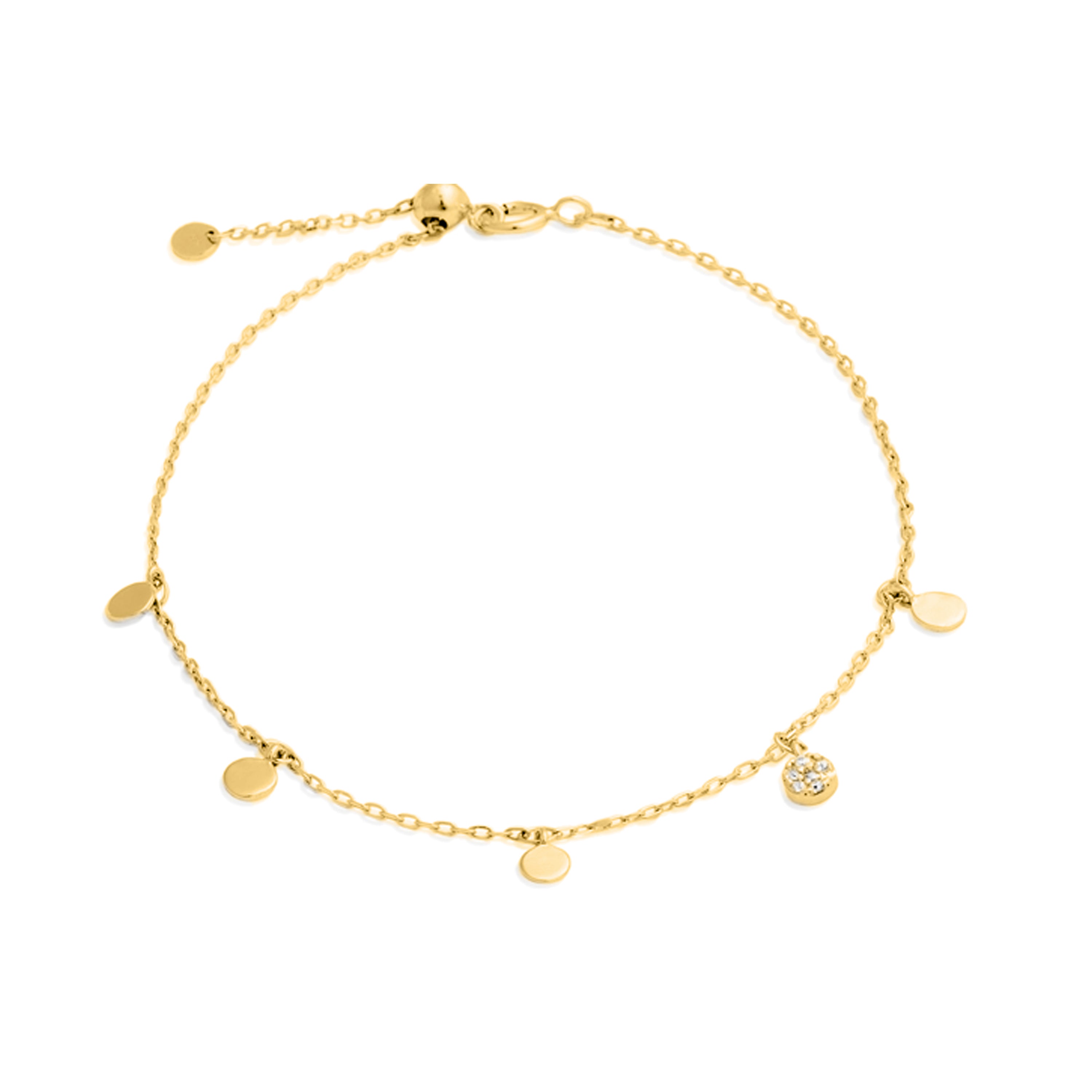 Pulsera de plata de ley 925 con Circonita Brillante acabada en oro amarillo 18K - Circle