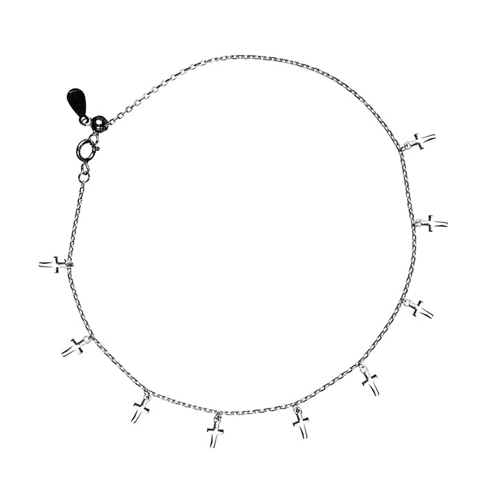 925er Silberarmband mit Rhodiumfinish - Kreuz
