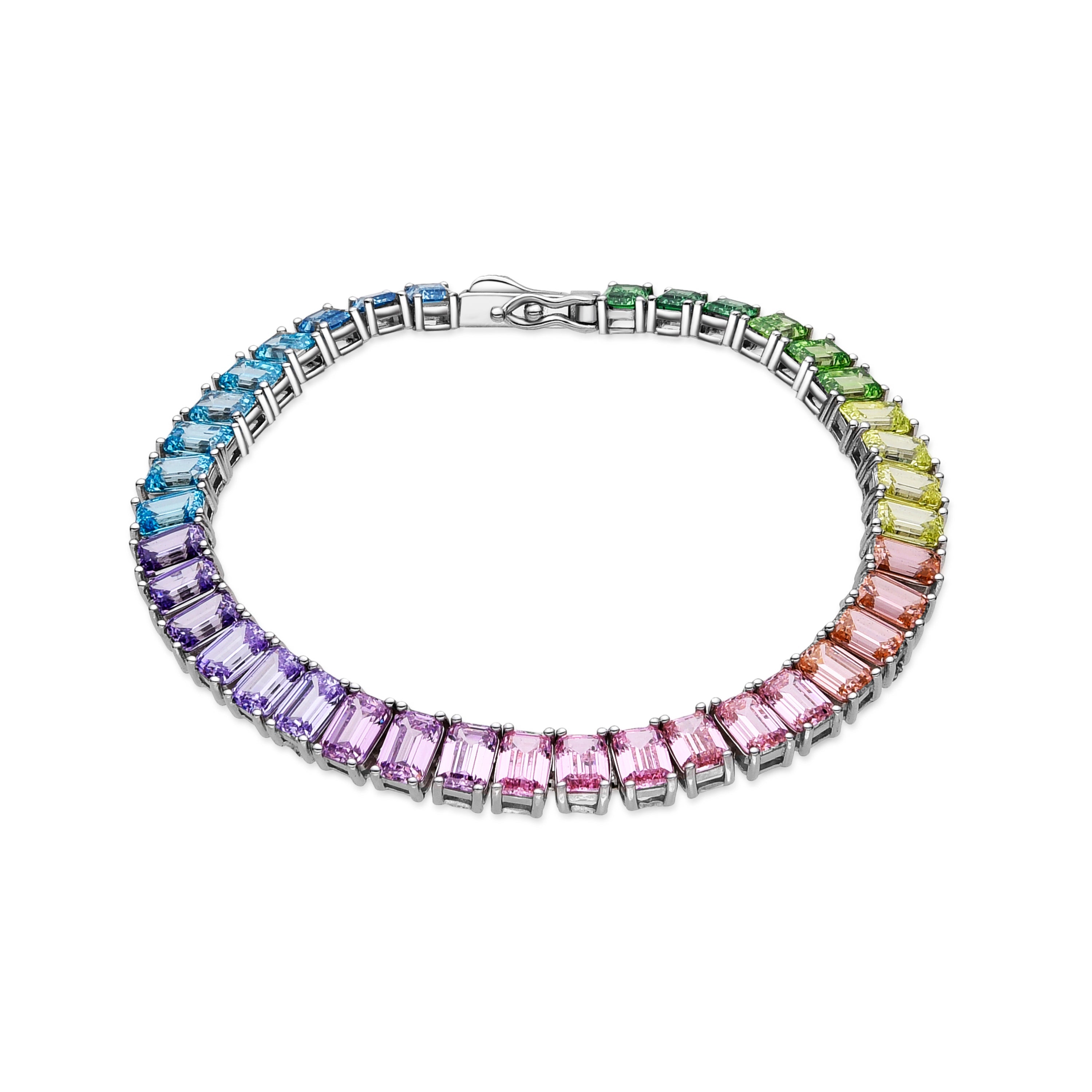 Pulsera de Plata de Ley 925 y Circonita Multicolor acabado en rodio - Syruo
