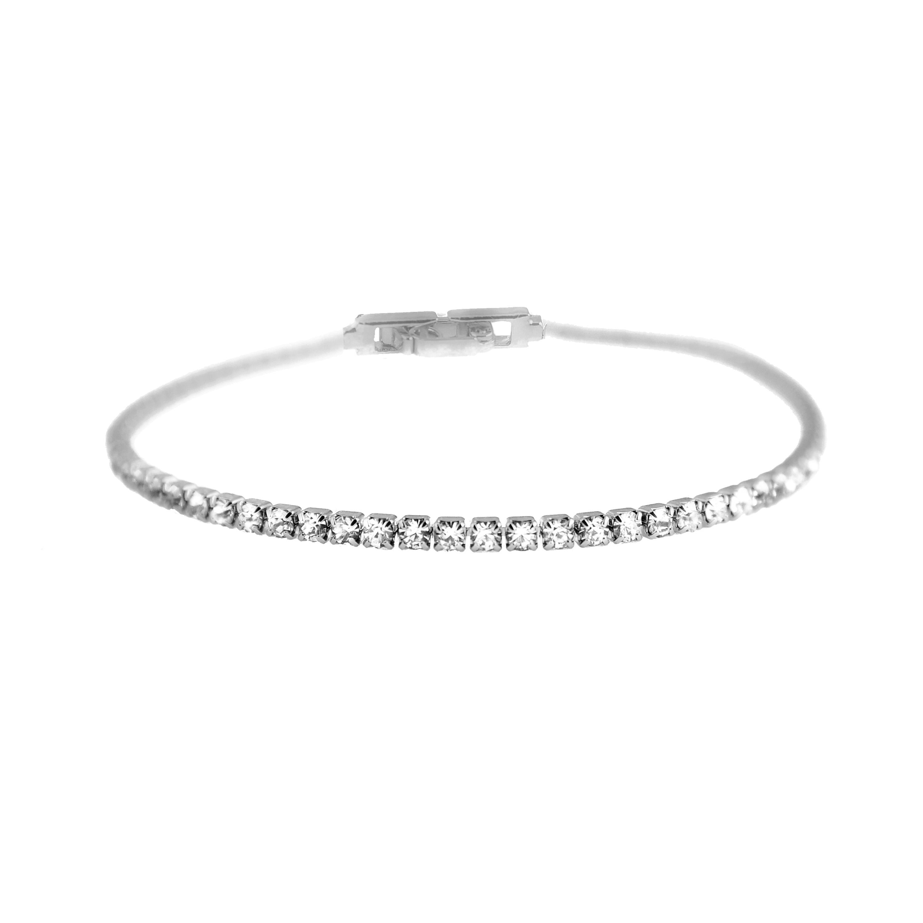 Glanzende Zirkonia Armband afgewerkt in rhodium - Kayla