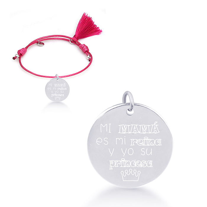 Pulsera de Plata de Ley 925 con Algodon Gris acabada en rodio - Mi Sol