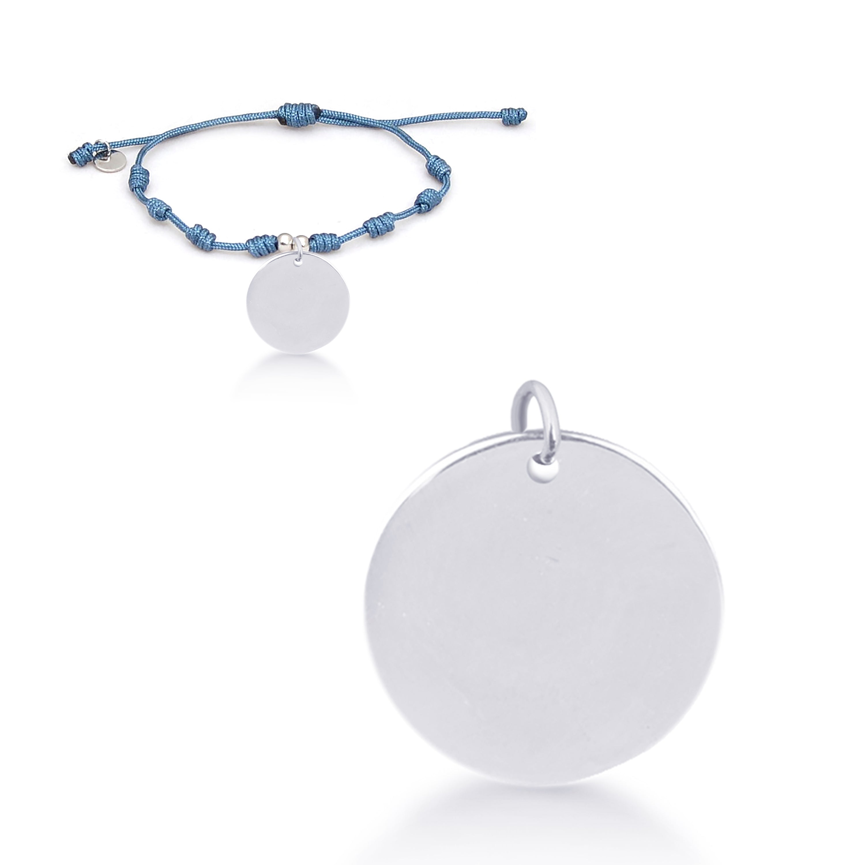 Pulsera de Plata de Ley 925 con Algodon Azul acabada en rodio - Mi Sol