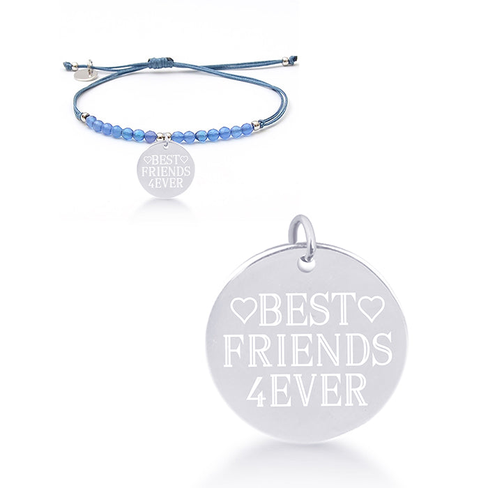 Pulsera de Plata de Ley 925 con Agata Azul acabada en rodio - Mi Sol