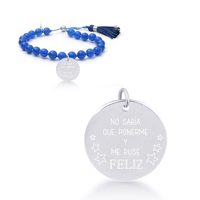Pulsera de Plata de Ley 925 con Agata Azul acabada en rodio - Mi Sol