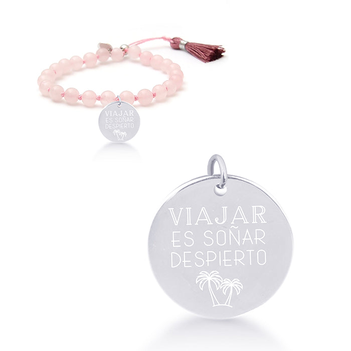 Bracciale in Argento Sterling 925 con Quarzo Rosa finito in rodio - Il Mio Sole