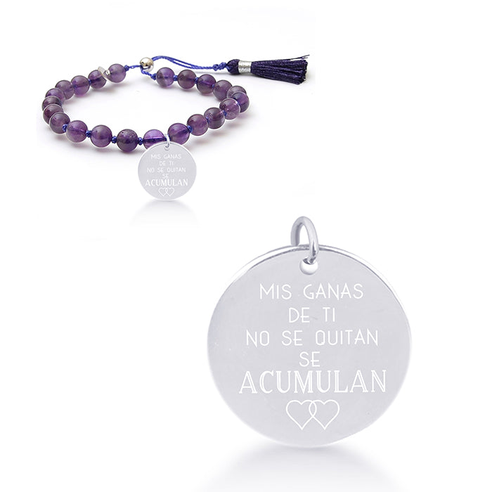 Pulsera de Plata de Ley 925 con Amatista Natural acabada en rodio - Mi Sol