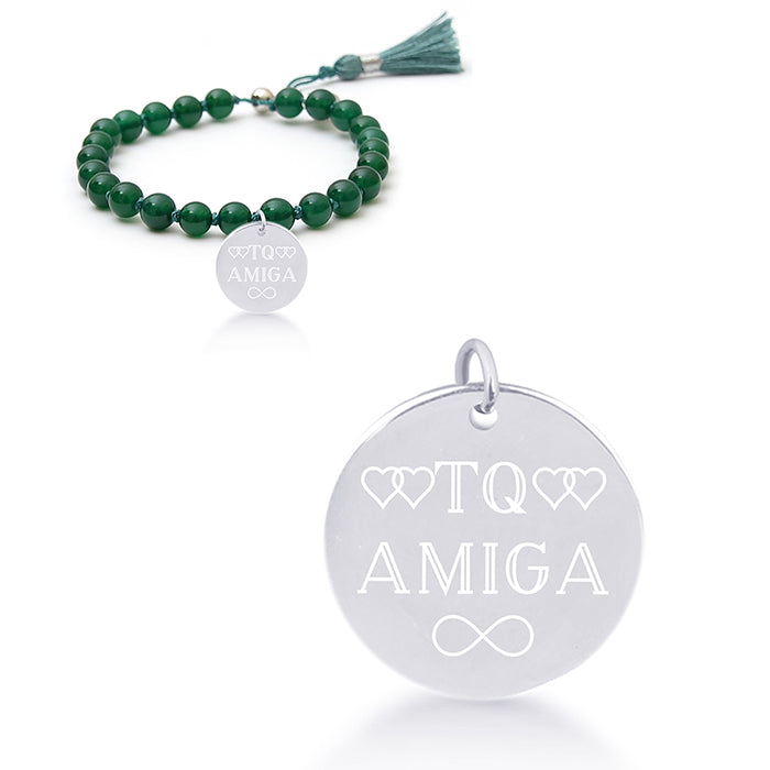 Pulsera de Plata de Ley 925 con Agata Verde Natural acabada en rodio - Mi Sol