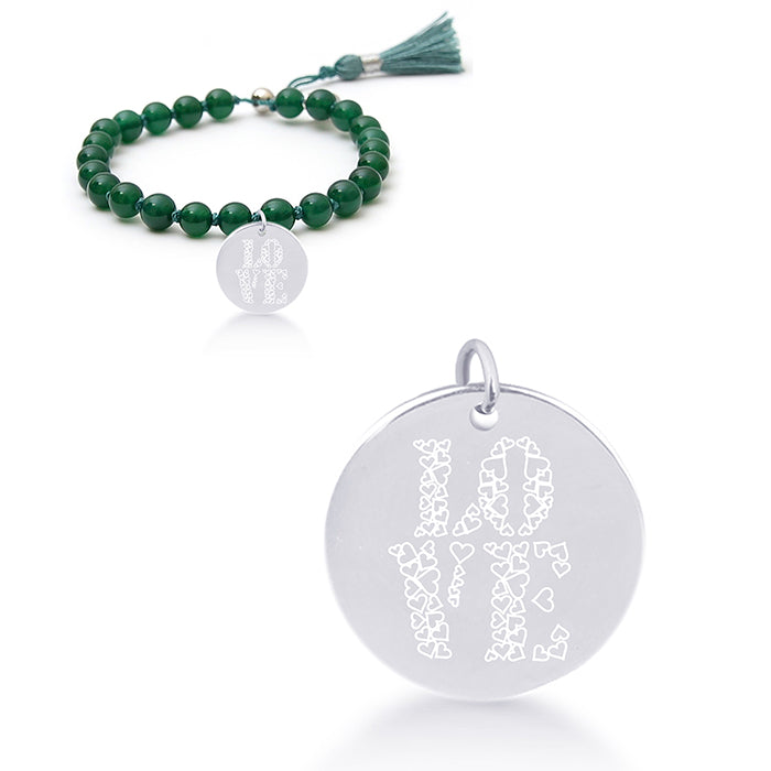Pulsera de Plata de Ley 925 con Agata Verde Natural acabada en rodio - Mi Sol