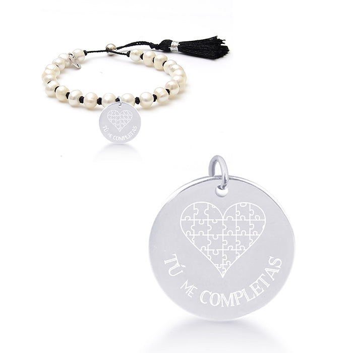 Bracciale in Argento Sterling 925 con Perla Bianca finito in rodio - Il Mio Sole