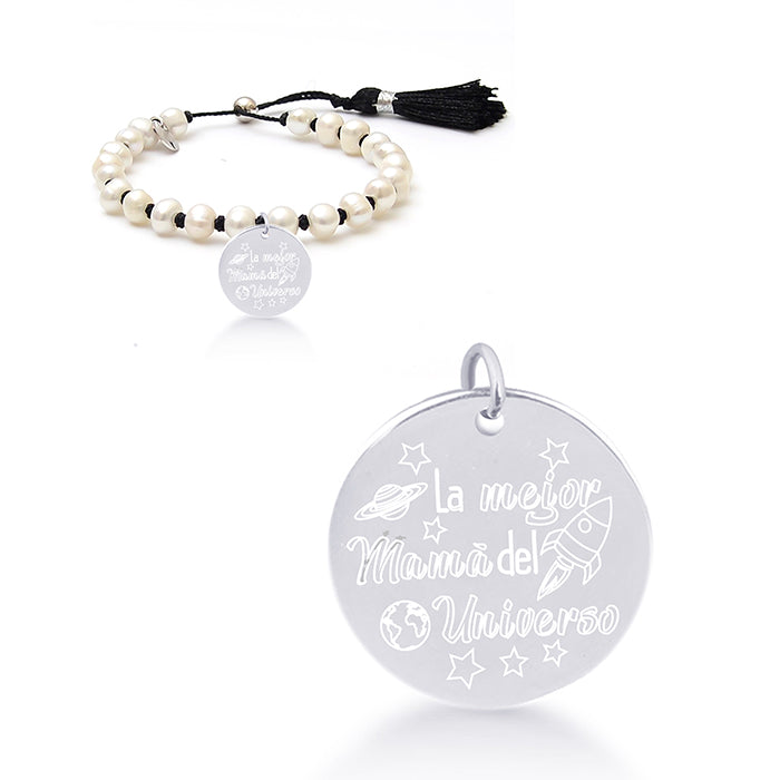 Pulsera de Plata de Ley 925 con Perla Blanca acabada en rodio - Mi Sol