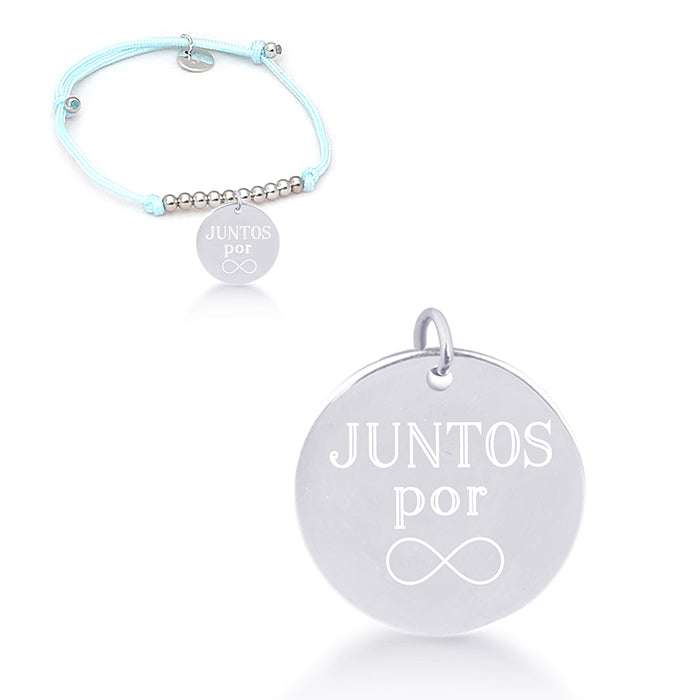 Pulsera de Plata de Ley 925 con Algodon Azul acabada en rodio - Mi Sol