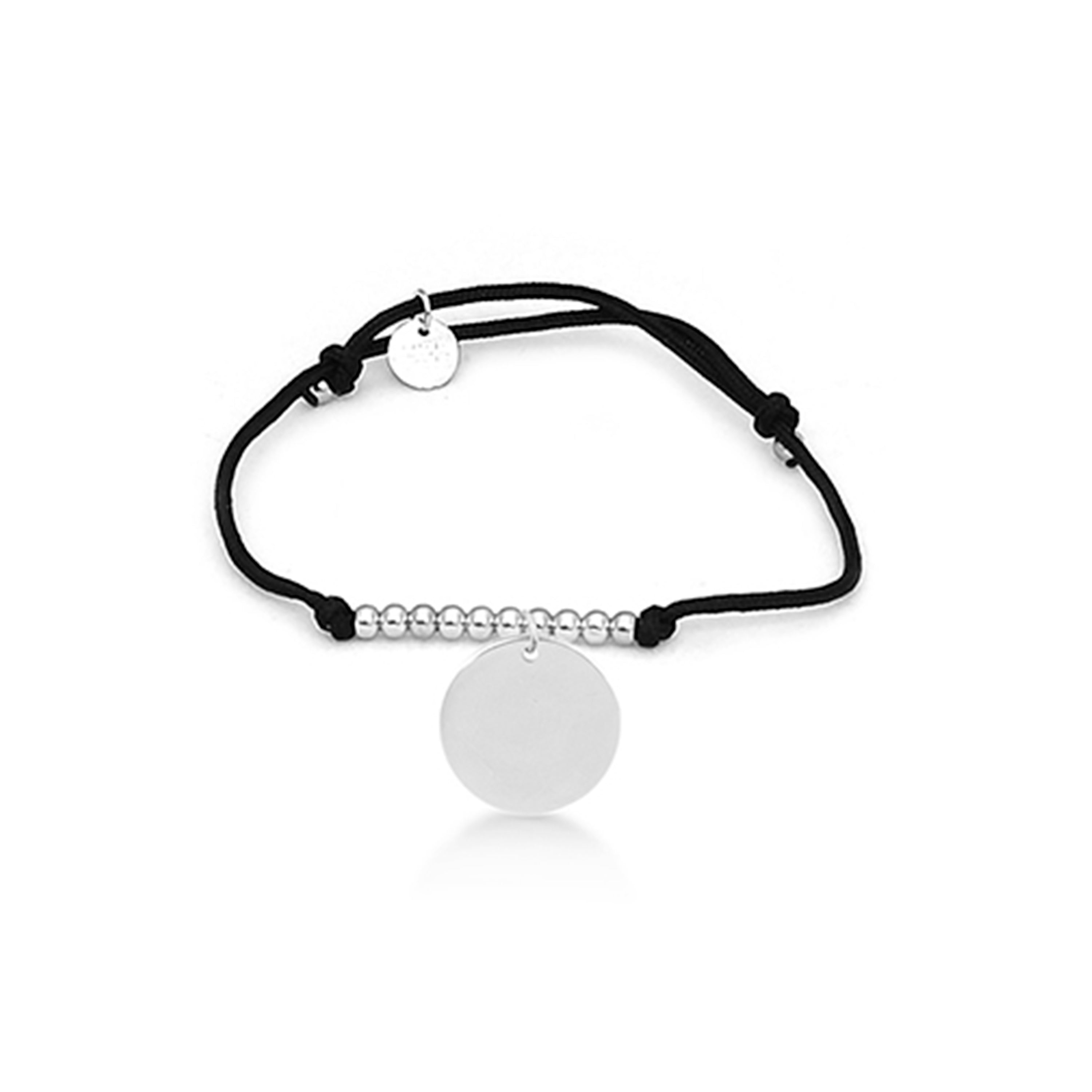 925 Sterling Silver Bracelet with Black Cotton finished in rhodium - My Sun