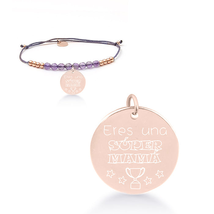 Pulsera de Plata de Ley 925 con Amatista Natural acabada en rodio - Mi Sol