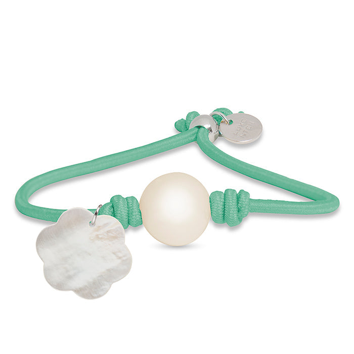 Pulsera de Plata de Ley 925 con Algodon Verde acabada en rodio - Lasa
