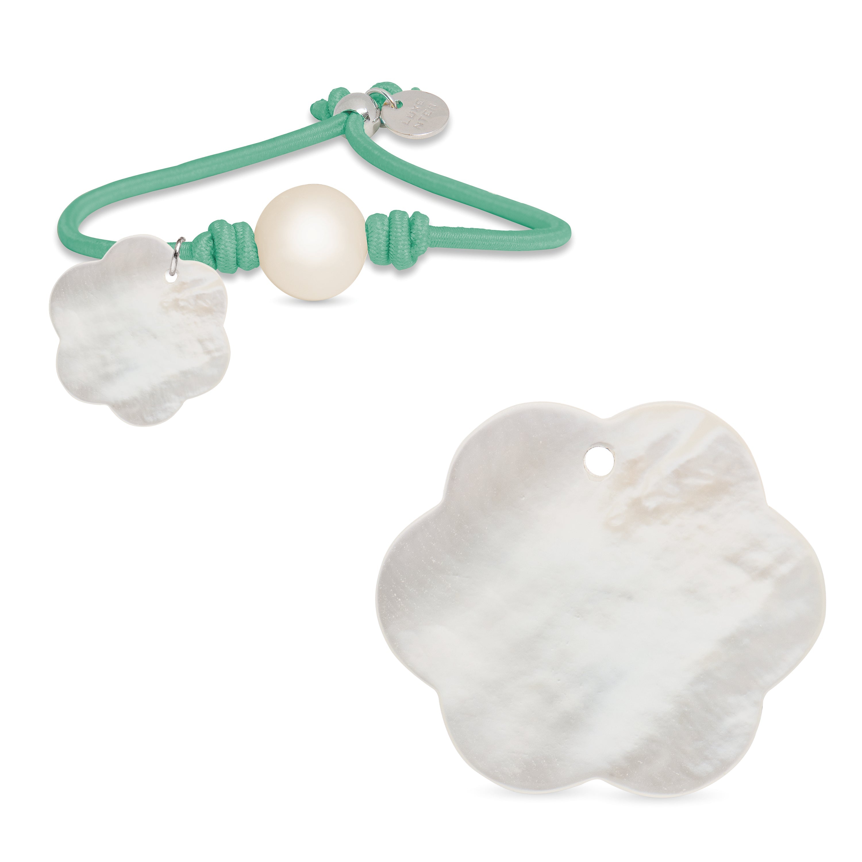 Pulsera de Plata de Ley 925 con Algodon Verde acabada en rodio - Lasa