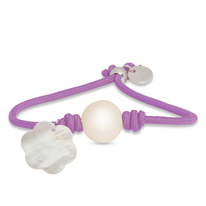 Pulsera de Plata de Ley 925 con Algodon Morado acabada en rodio - Lasa