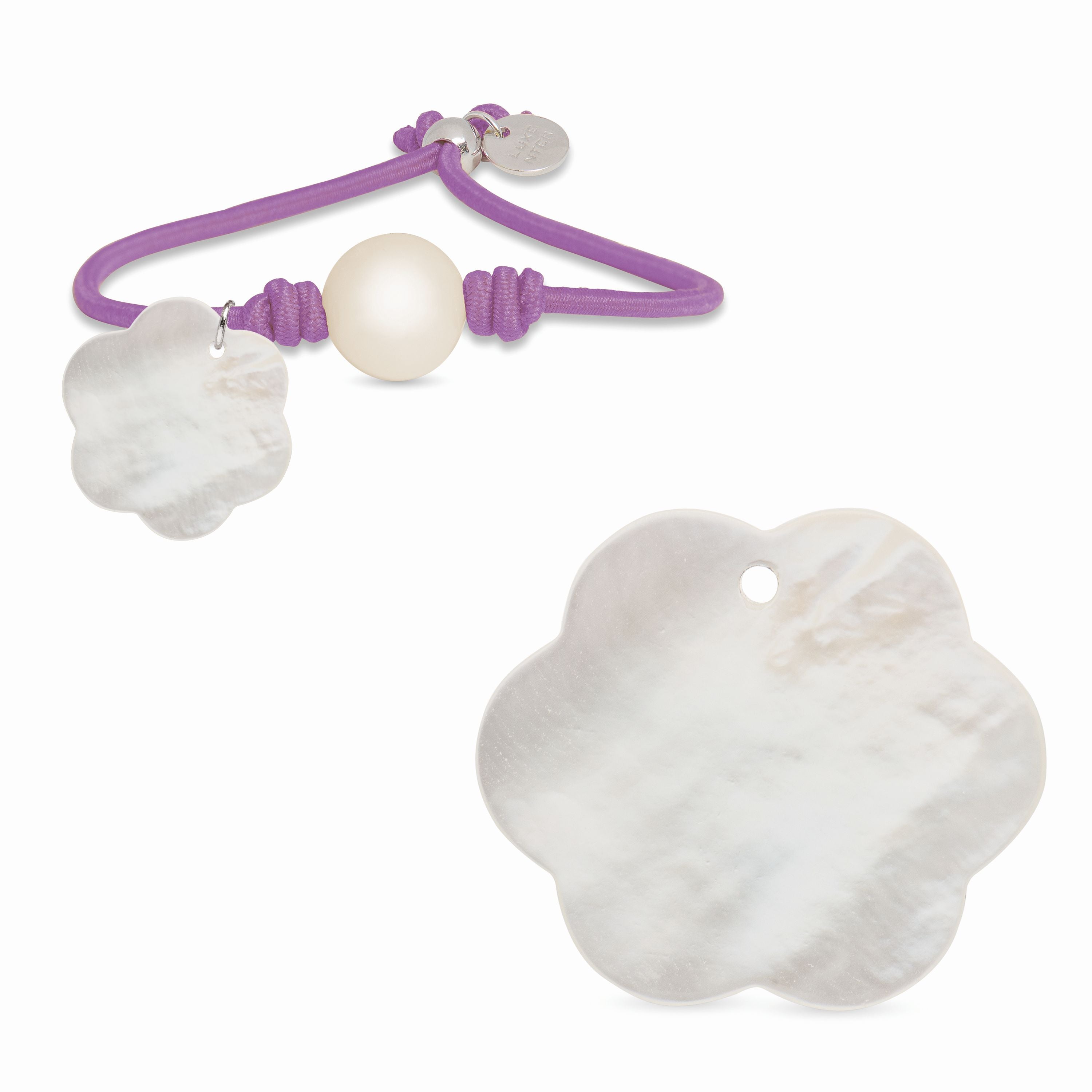 Pulsera de Plata de Ley 925 con Algodon Morado acabada en rodio - Lasa
