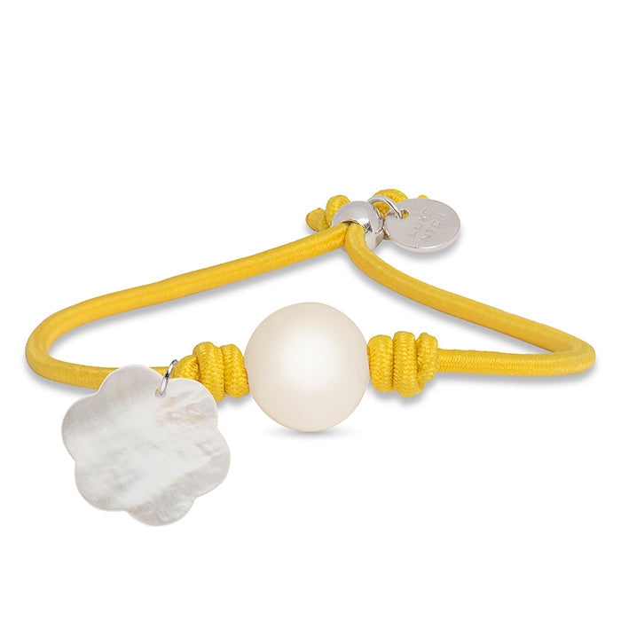 Pulsera de Plata de Ley 925 con Algodon Mostaza acabada en rodio - Lasa