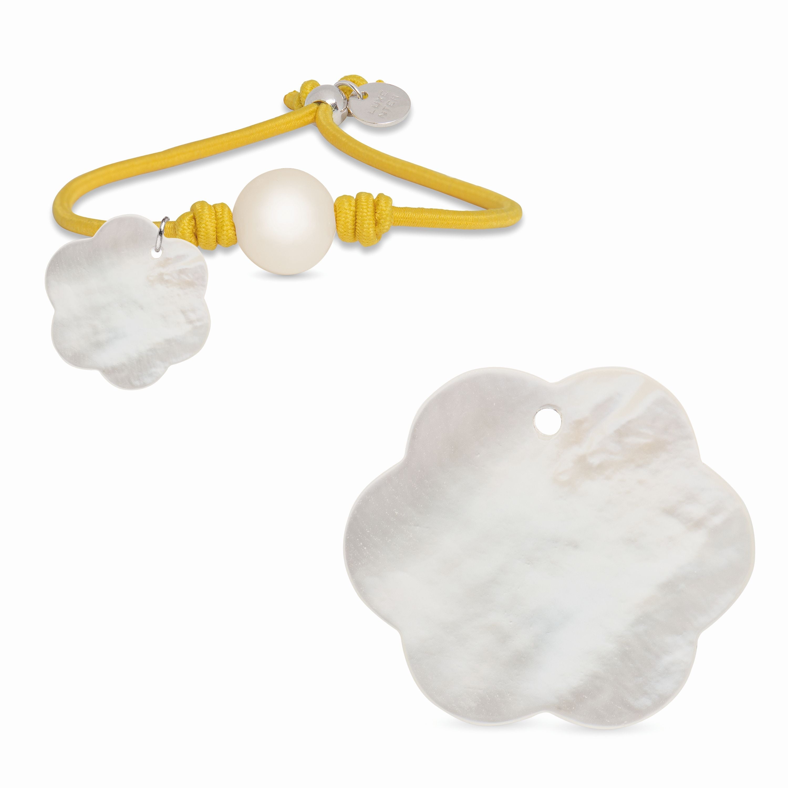 Pulsera de Plata de Ley 925 con Algodon Mostaza acabada en rodio - Lasa