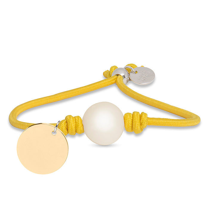 Pulsera de Plata de Ley 925 con Algodon Mostaza acabada en oro amarillo de 18K - Lasa