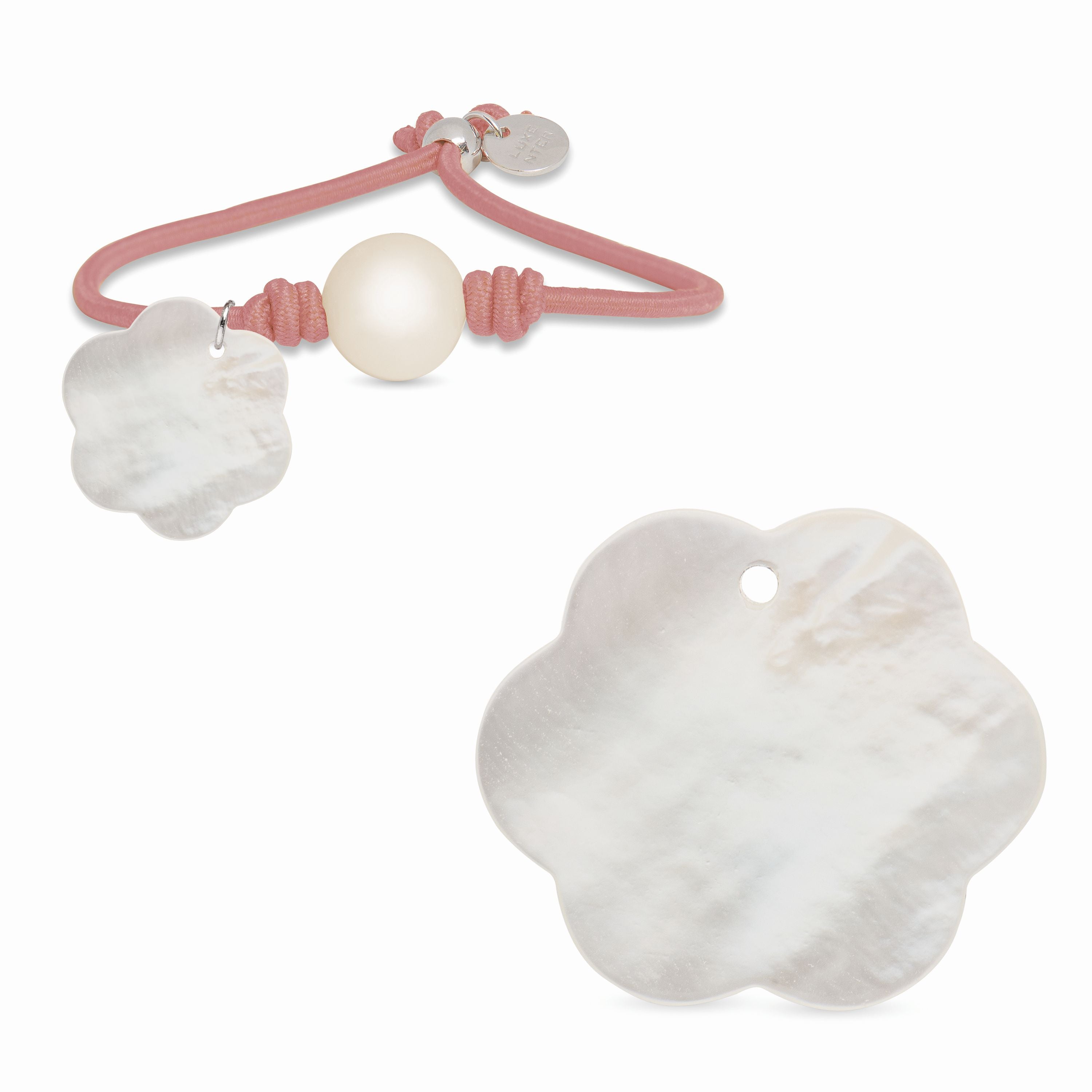 Pulsera de Plata de Ley 925 con Algodon Rosa Claro acabada en rodio - Lasa