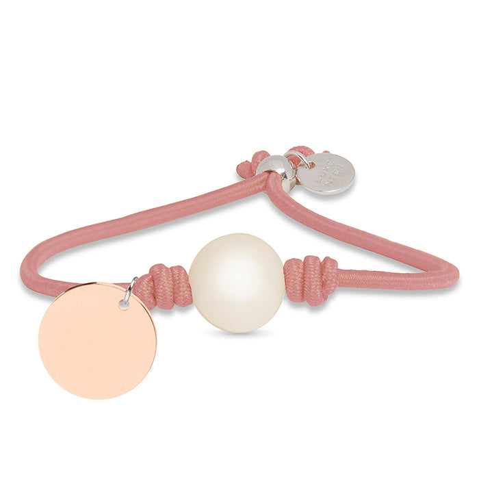 Pulsera de Plata de Ley 925 con Algodon Rosa Claro acabada en oro rosa de 18K - Lasa