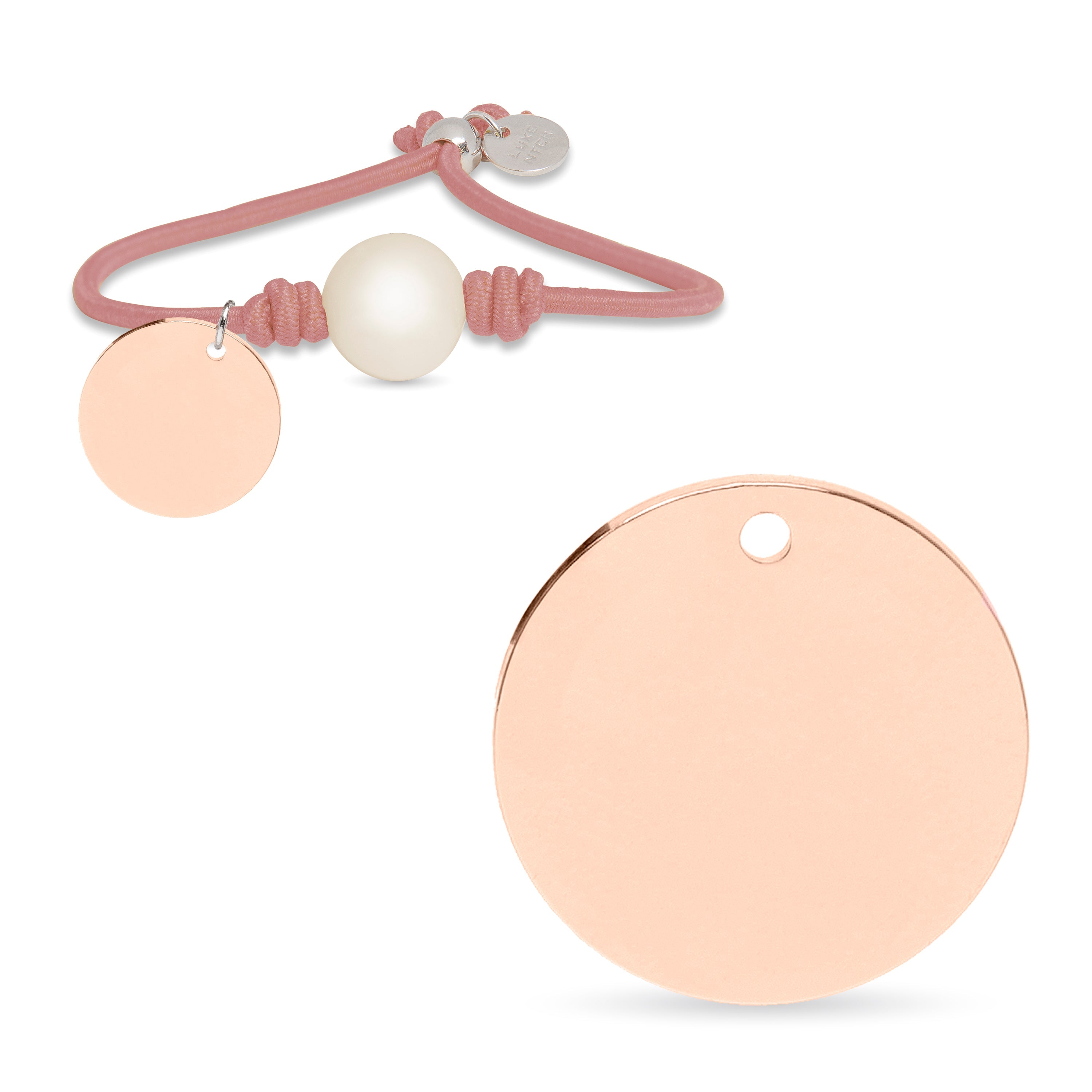 Pulsera de Plata de Ley 925 con Algodon Rosa Claro acabada en oro rosa de 18K - Lasa