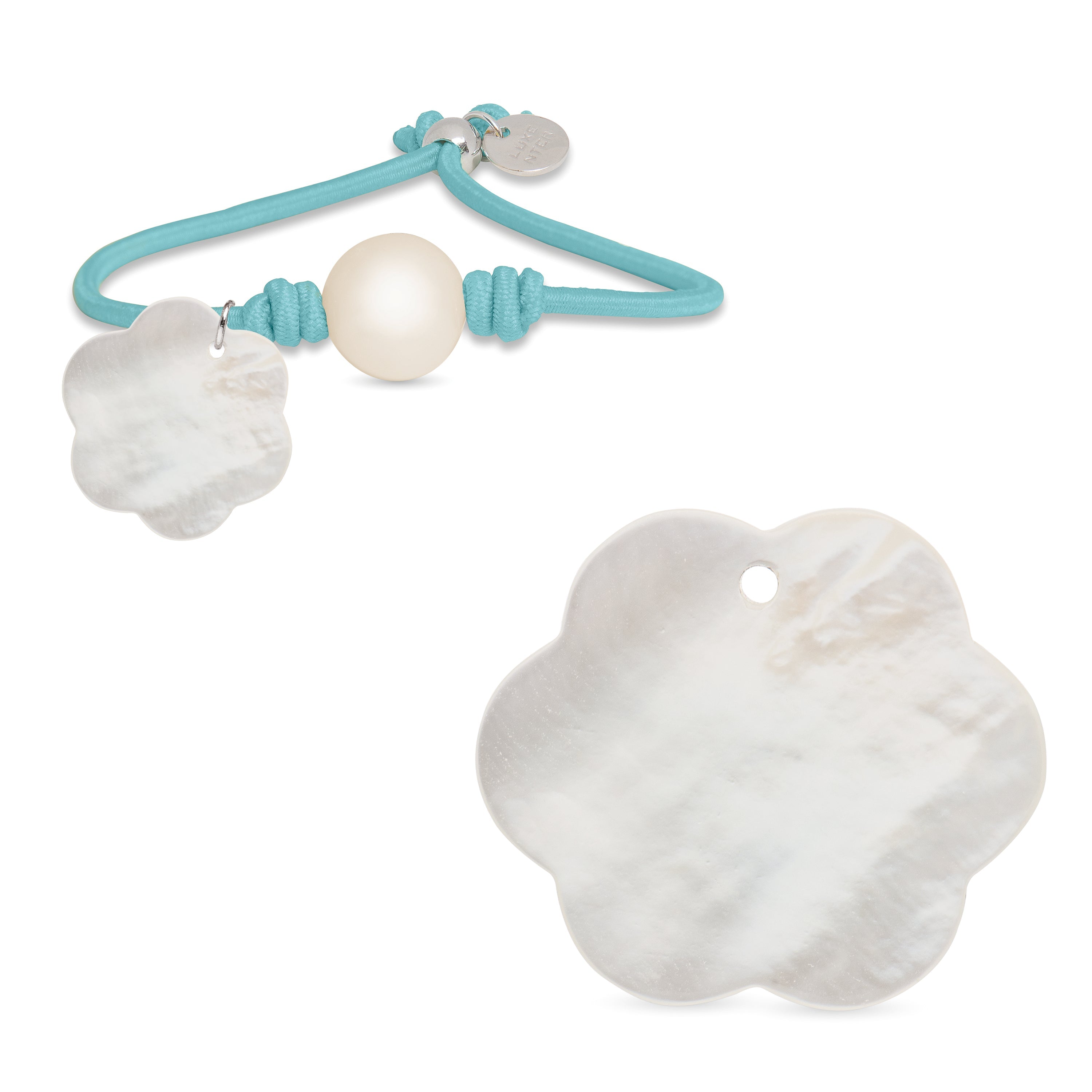 Pulsera de Plata de Ley 925 con Algodon Azul Claro acabada en rodio - Lasa