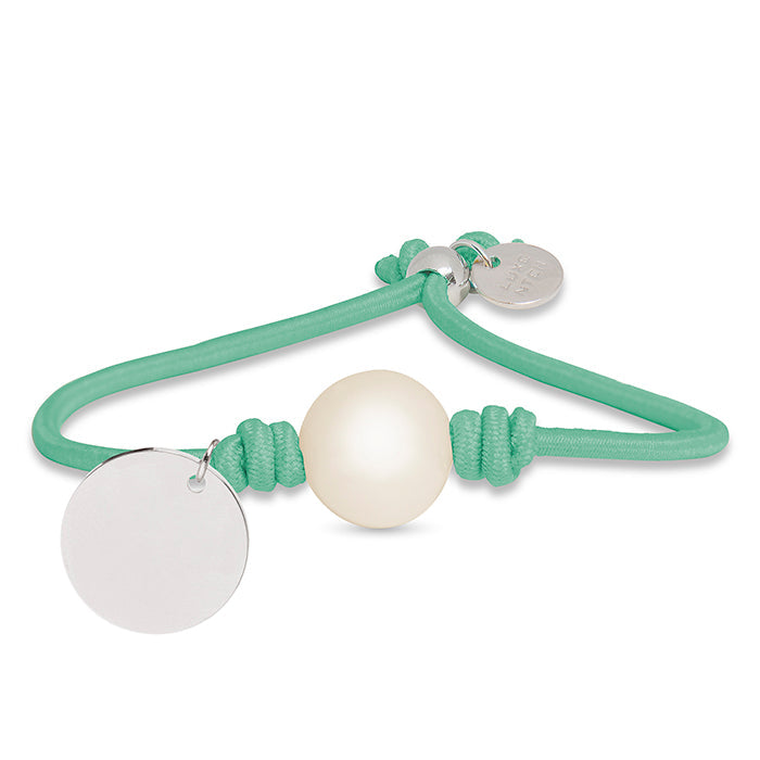 Pulsera de Plata de Ley 925 con Algodon Verde acabada en rodio - Lasa