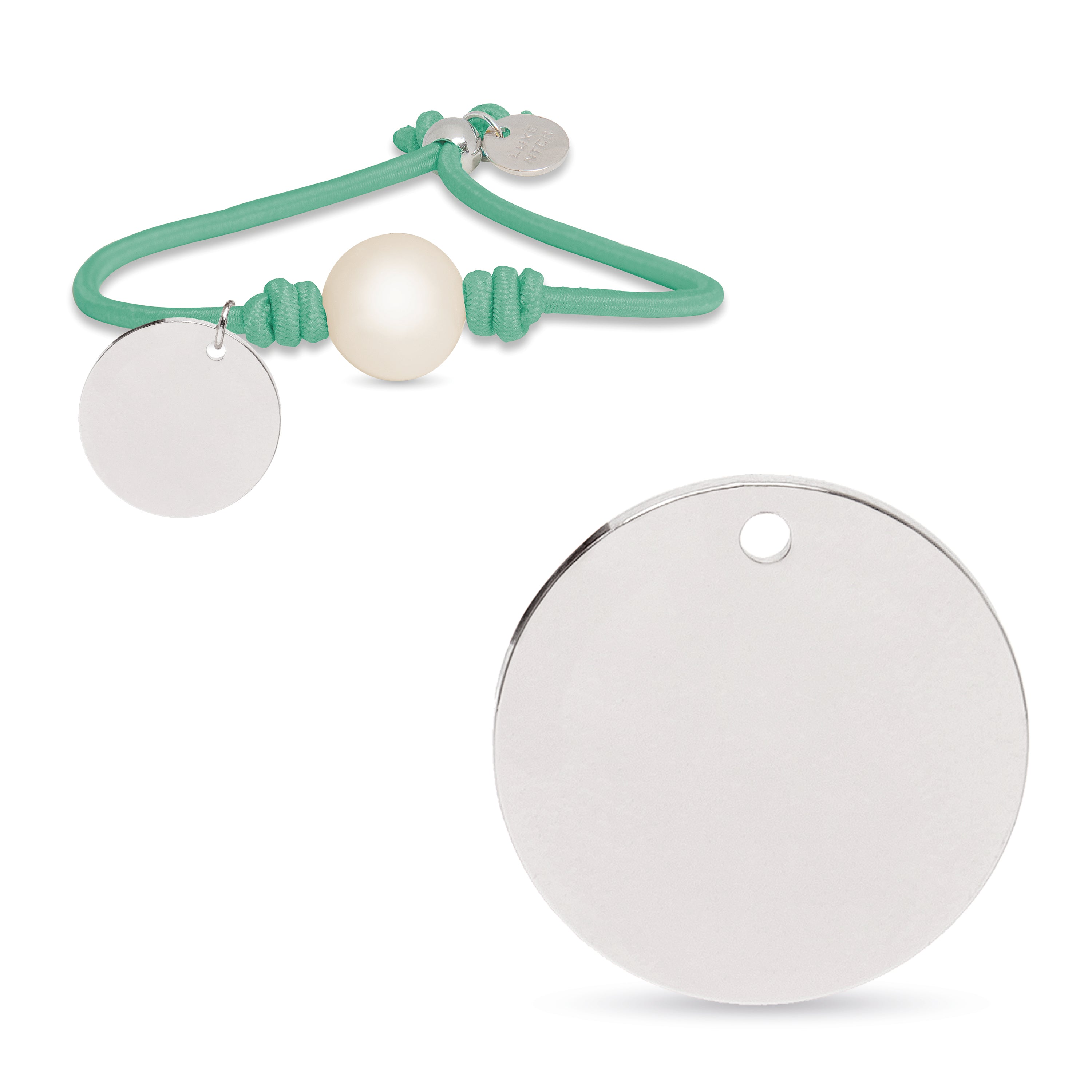 Pulsera de Plata de Ley 925 con Algodon Verde acabada en rodio - Lasa