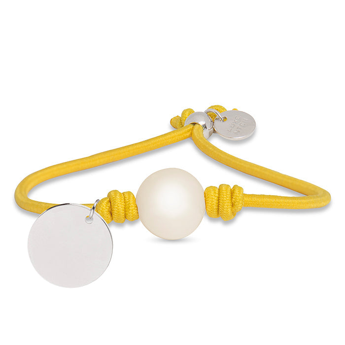 Pulsera de Plata de Ley 925 con Algodon Mostaza acabada en rodio - Lasa