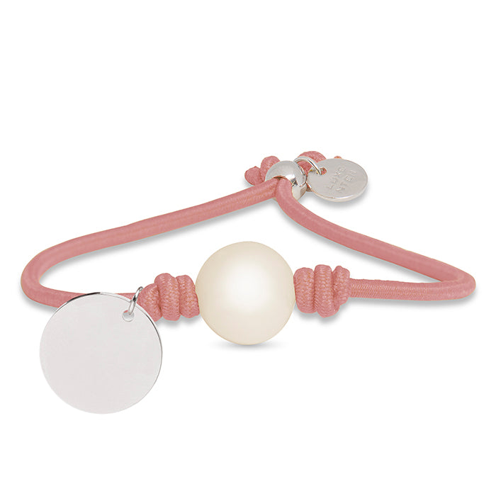 Pulsera de Plata de Ley 925 con Algodon Rosa Claro acabada en rodio - Lasa
