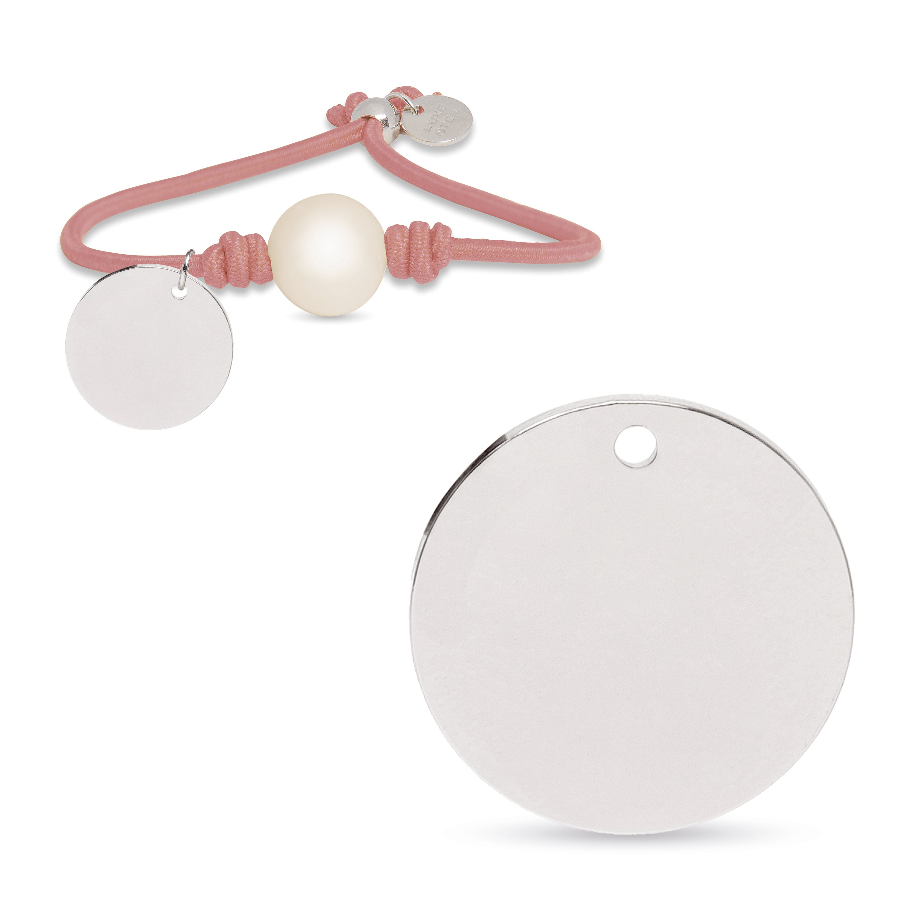 Pulsera de Plata de Ley 925 con Algodon Rosa Claro acabada en rodio - Lasa