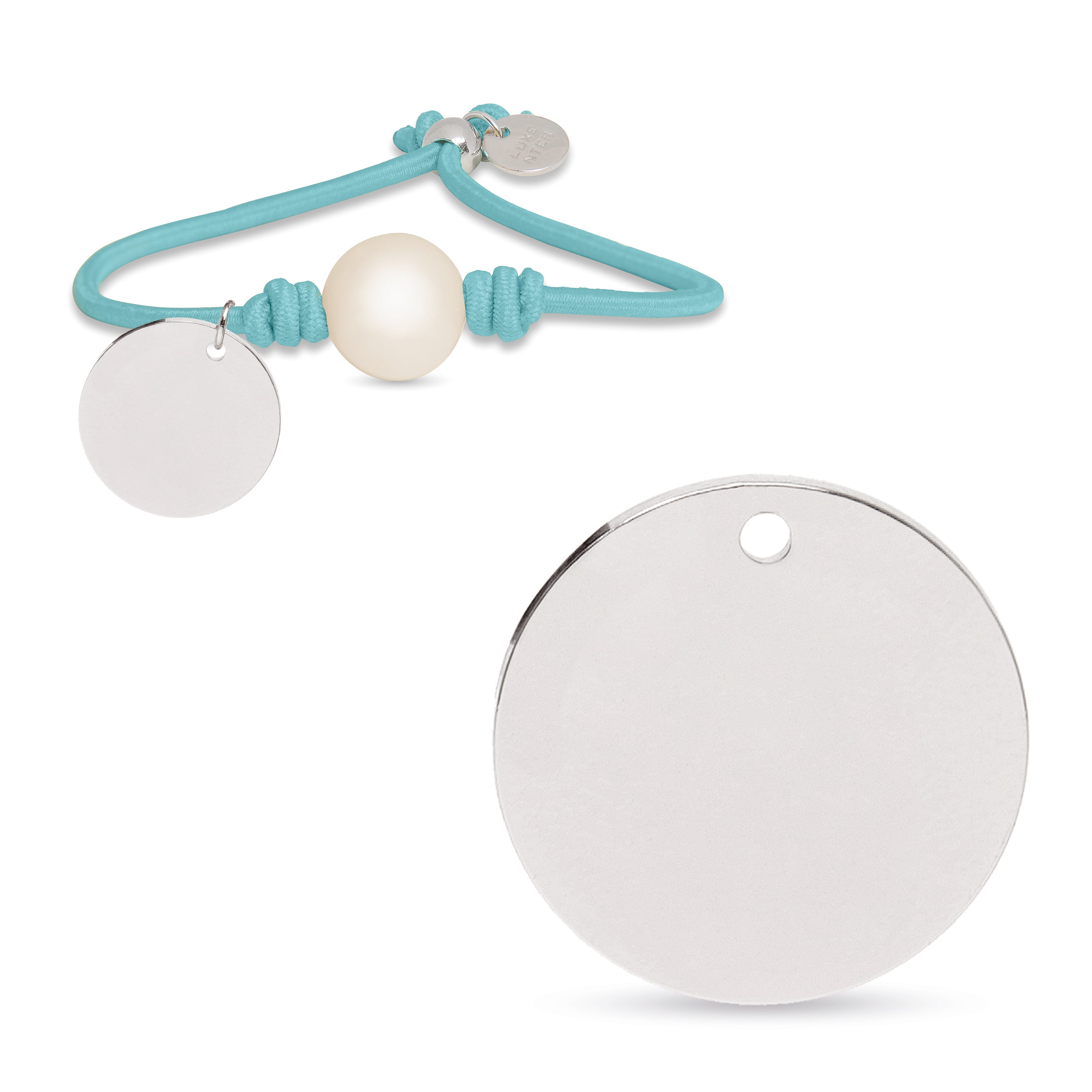 Pulsera de Plata de Ley 925 con Algodon Azul Claro acabada en rodio - Lasa
