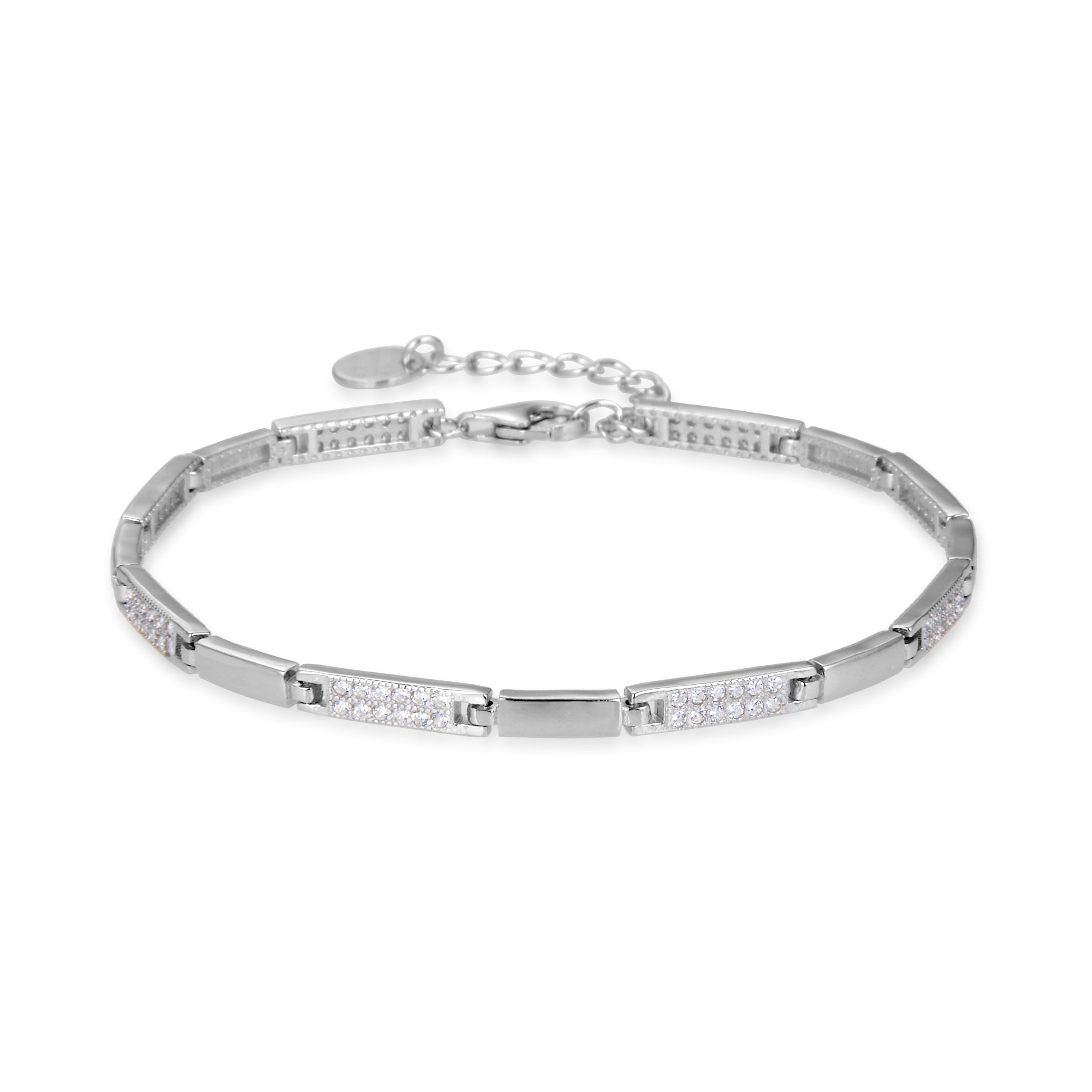 Pulsera de Plata de Ley 925 con Circonita Brillante acabada en rodio - Kinusi