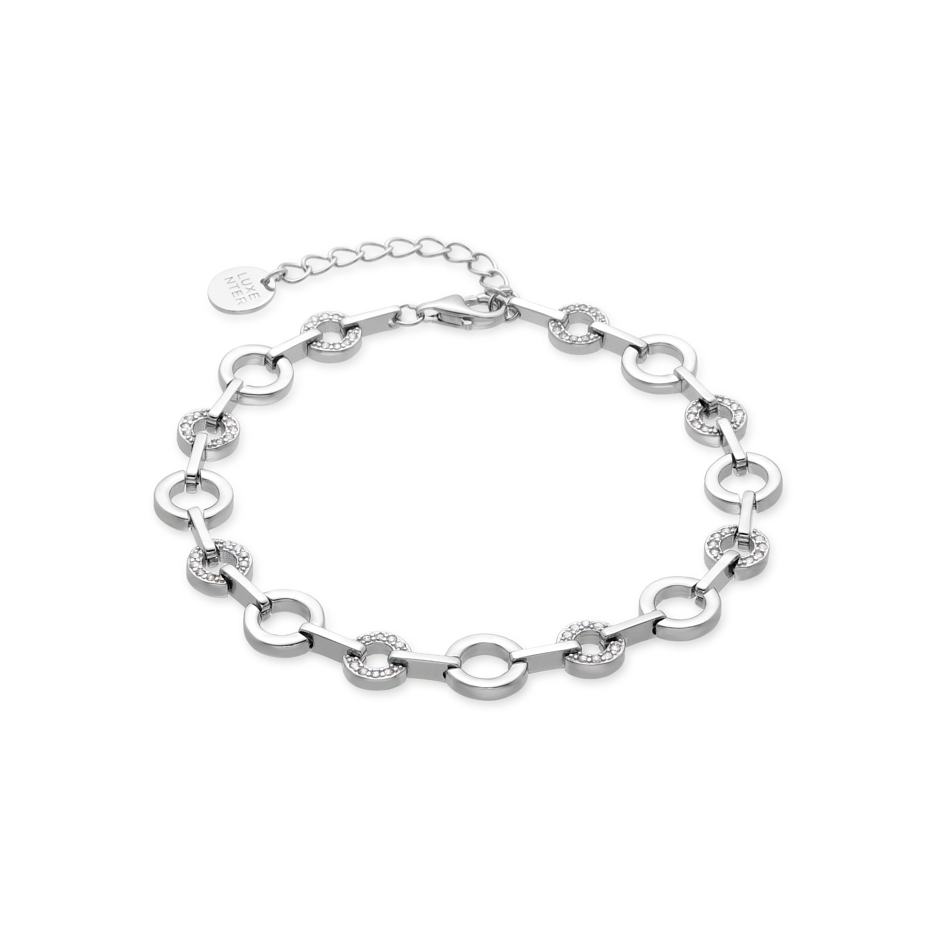925 Sterling Zilveren Armband met Sprankelende Zirkonia afgewerkt in Rhodium - Pyxis
