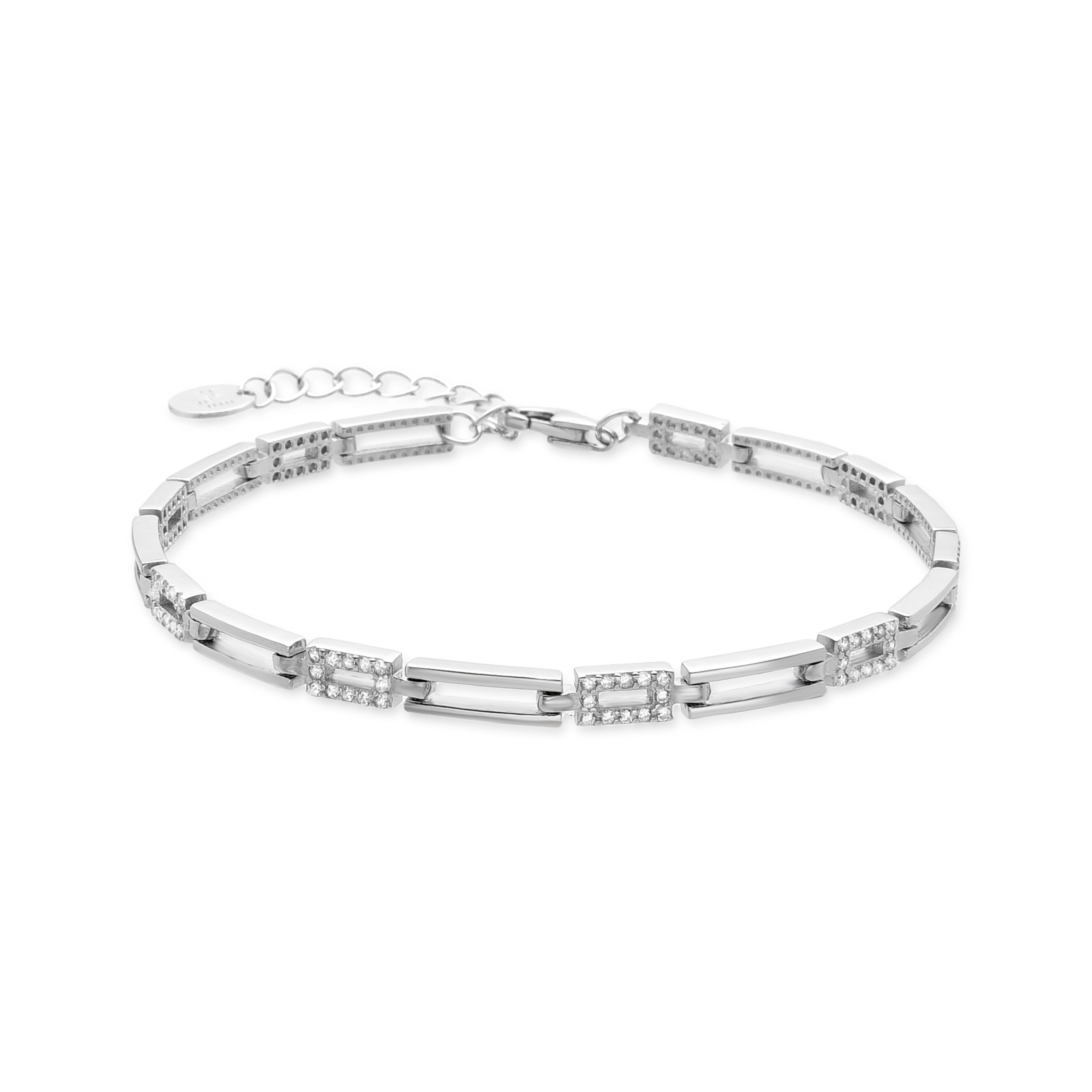 925 Sterling Zilveren Armband met Sprankelende Zirkonia afgewerkt in rhodium - Dakal