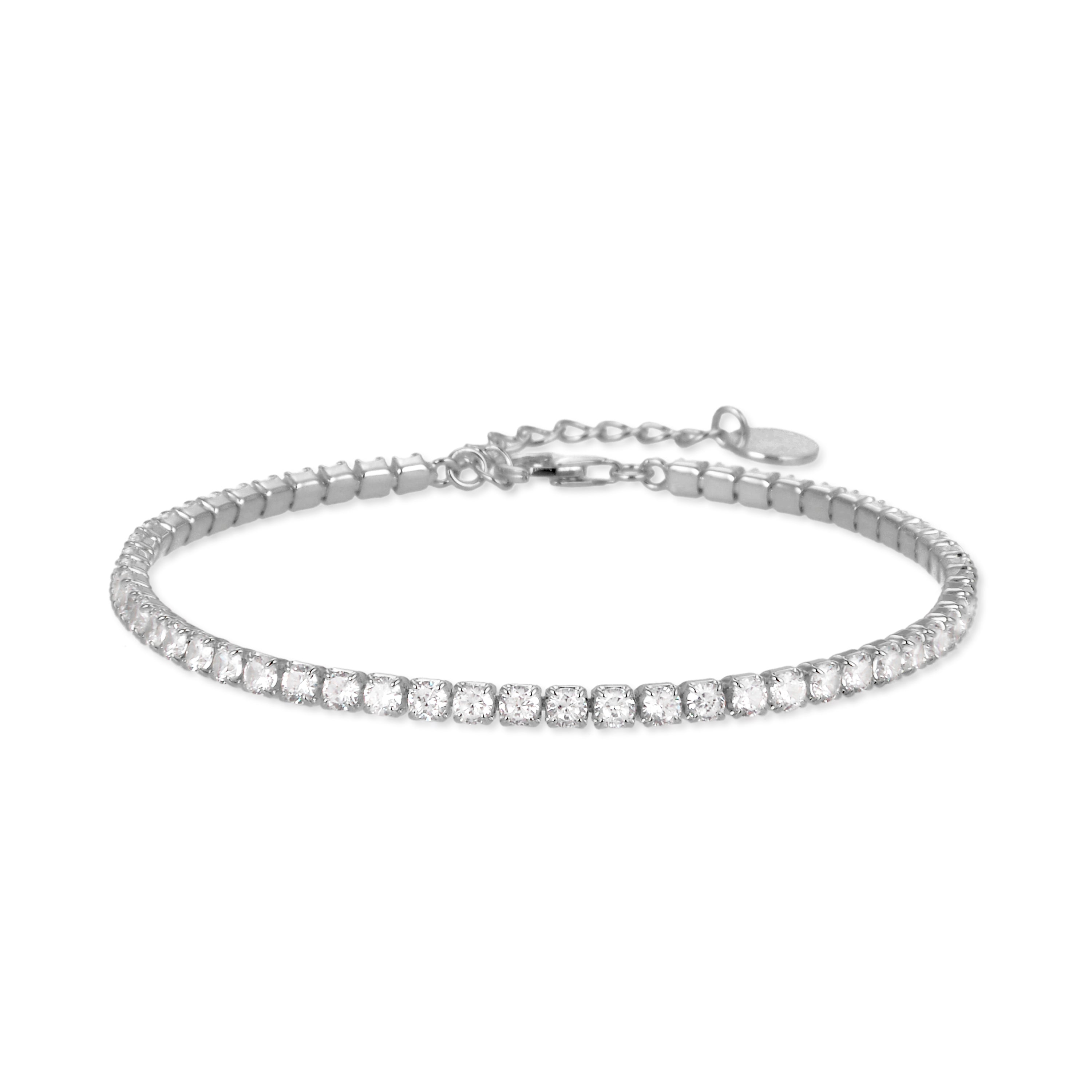 925 Sterling Zilveren Armband met Sprankelende Zirkonia afgewerkt in Rhodium - Tahu