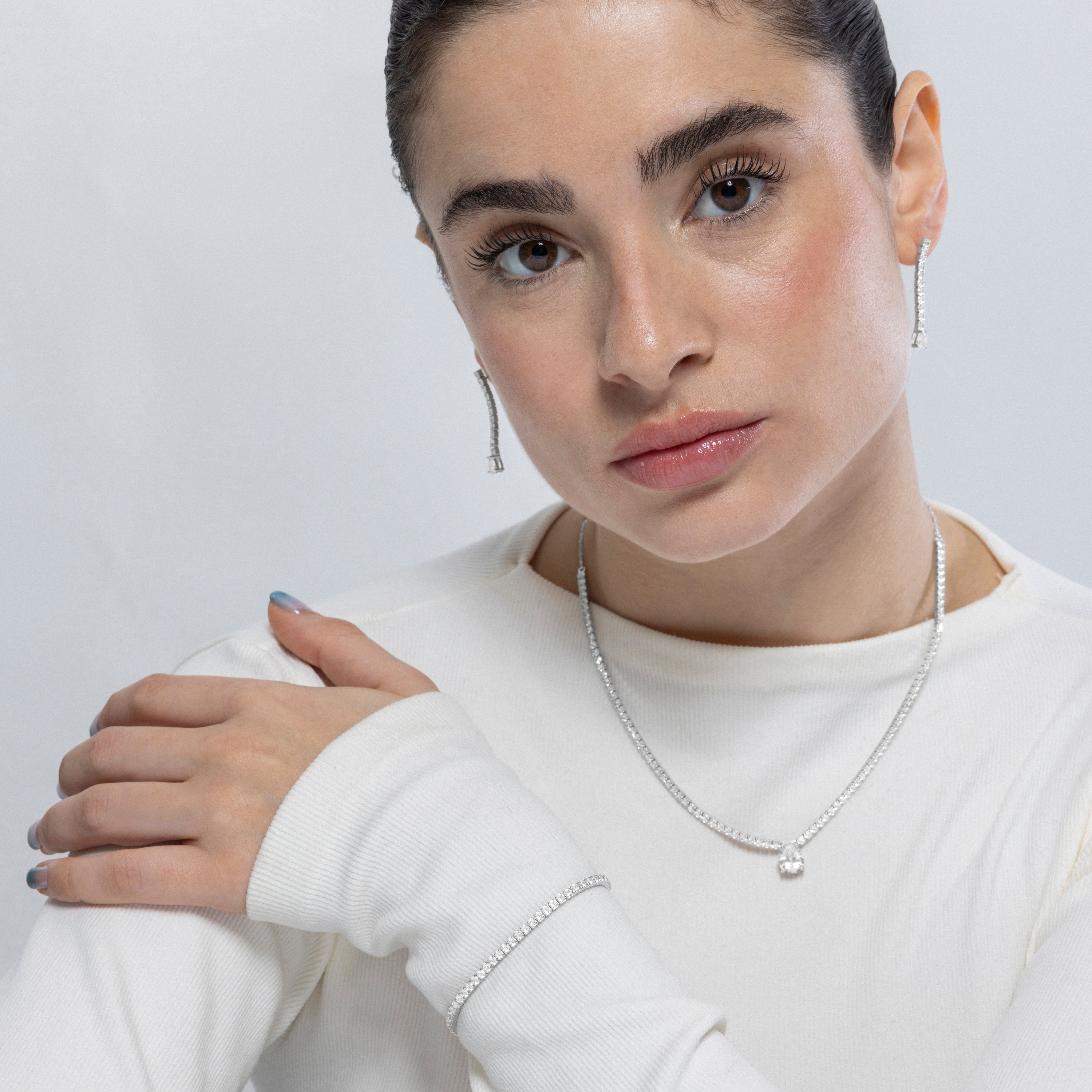 925 Sterling Zilveren Armband met Sprankelende Zirkonia afgewerkt in Rhodium - Tahu