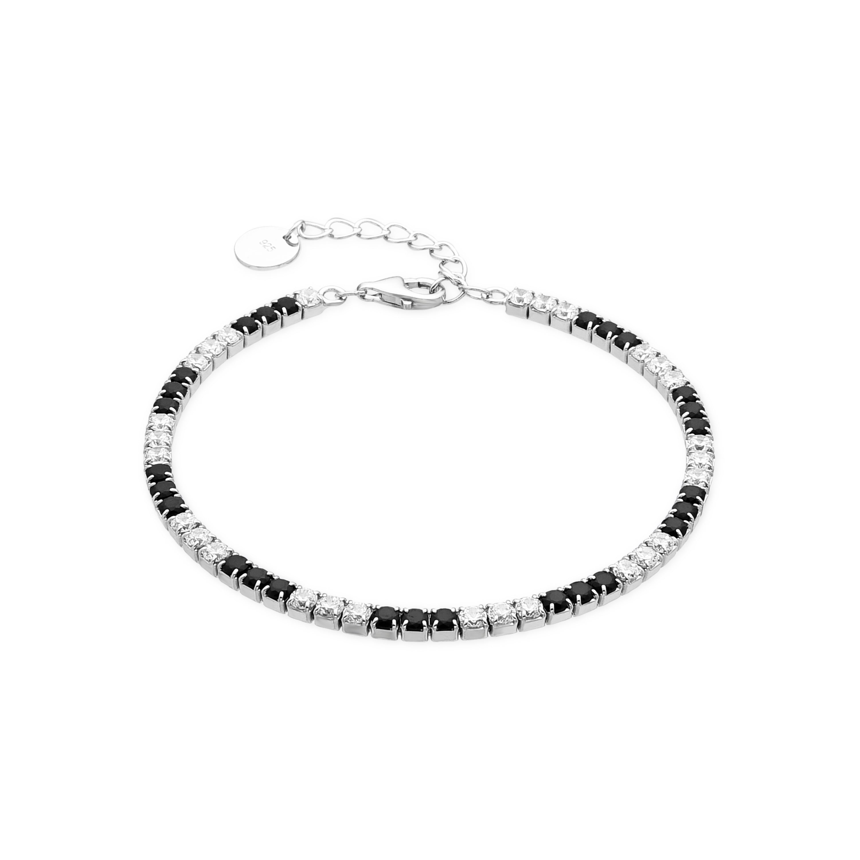 925 Sterling Zilveren Armband met Onyx Zirkonia, rhodium afgewerkt - Tahu