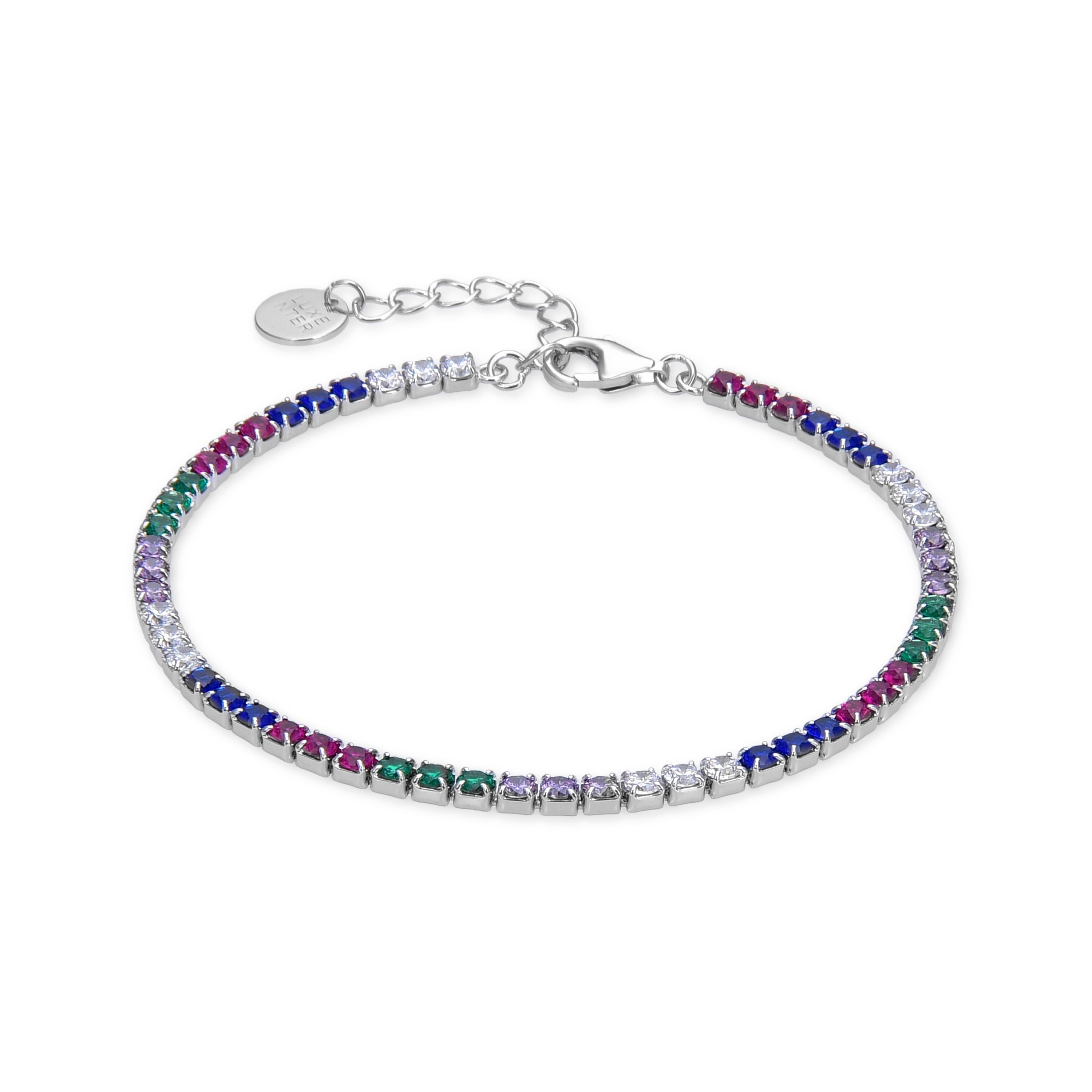 925er Sterlingsilberarmband mit mehrfarbigen Zirkonia, rhodiniert - Tahu