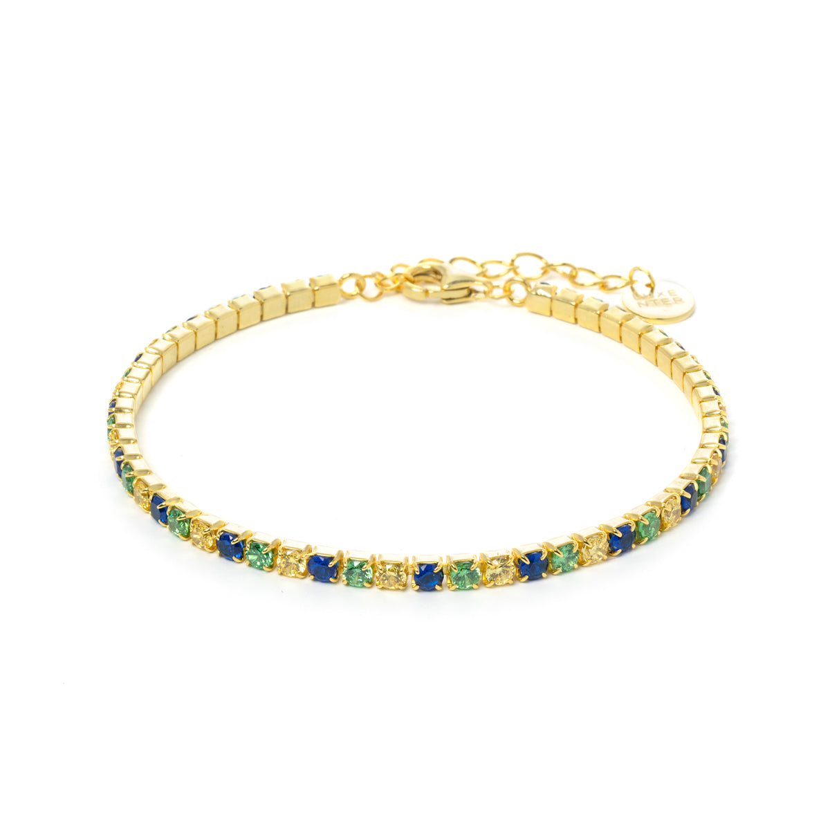 925 Sterling Zilveren Armband met Multicolor Zirkonia afgewerkt in 18K Geel Goud - Tahu