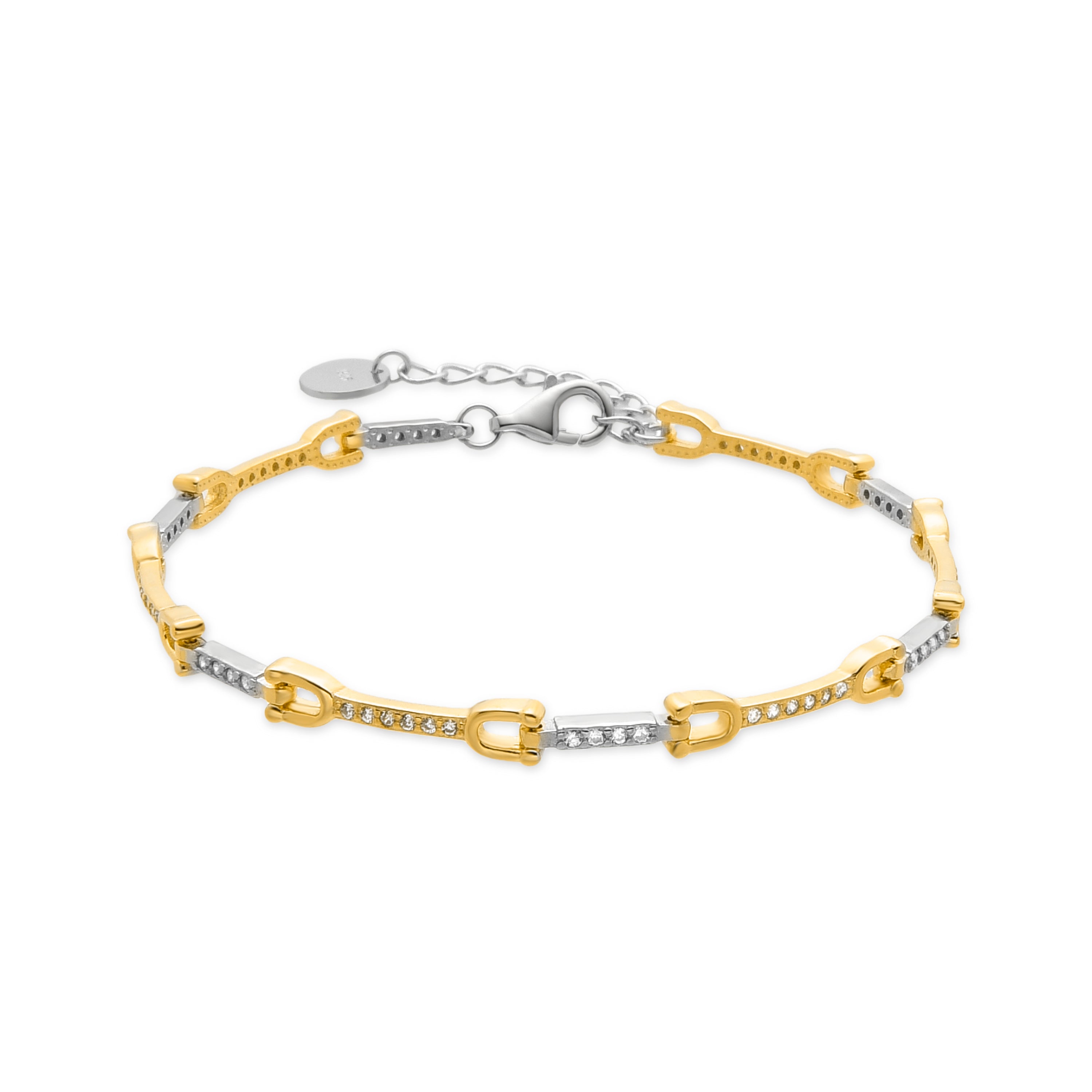 Pulsera de plata de ley 925 con Circonita Brillante acabada en oro amarillo 18K - Azhla